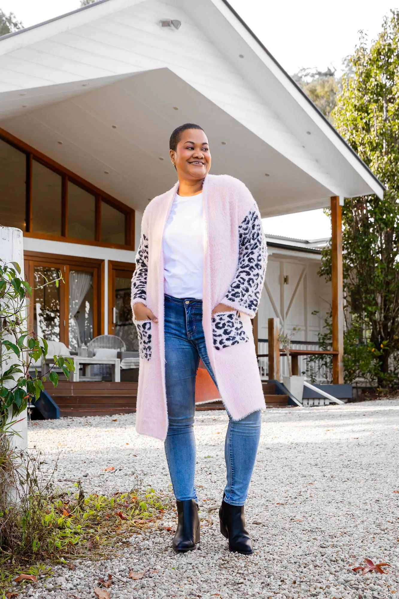 Oakland Leopard Cardigan in Blush