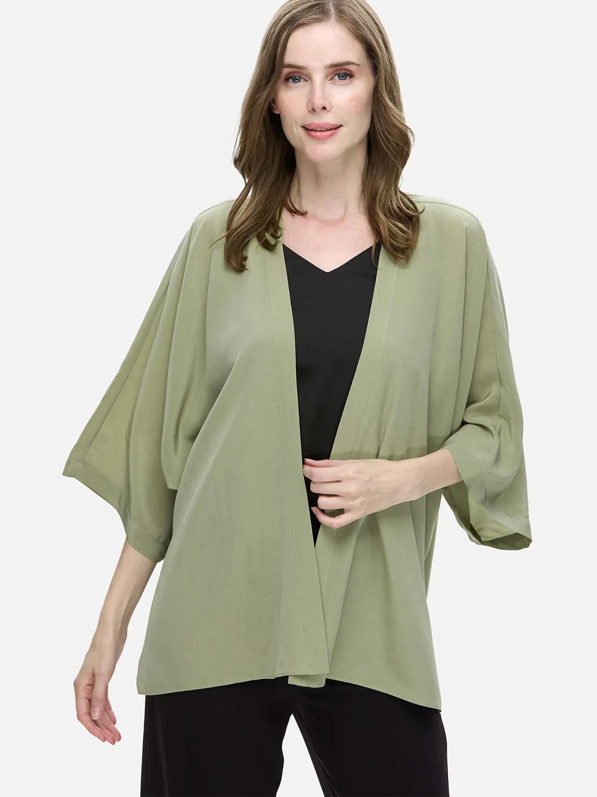 Olive Silk Relax Cardigan