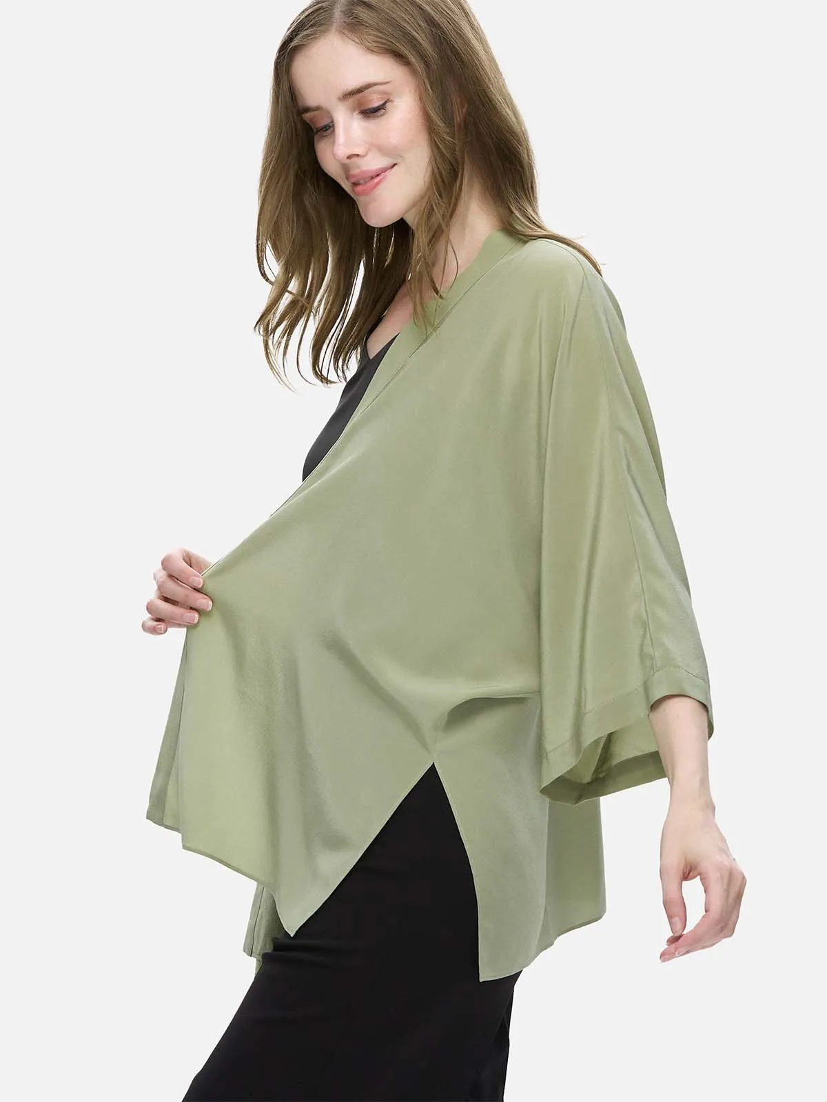 Olive Silk Relax Cardigan