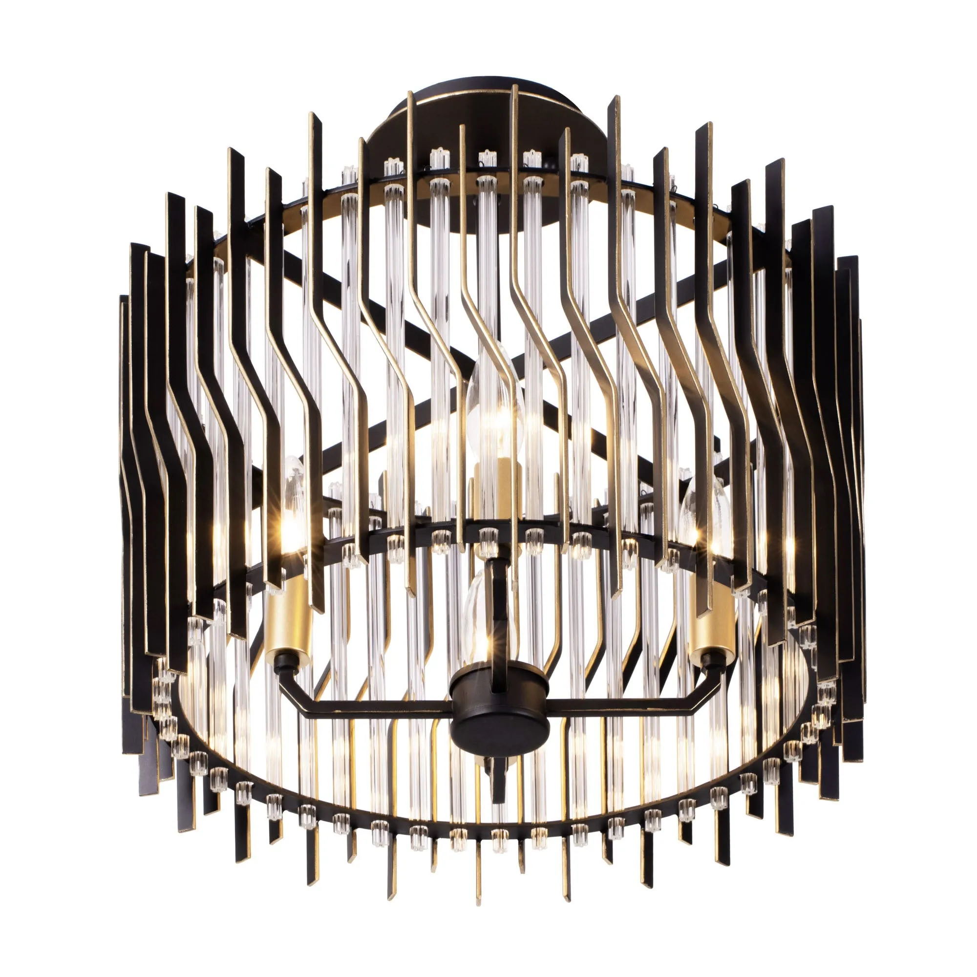 Park Row 393S04MBFG 4-Light Ceiling Light - Matte Black/French Gold