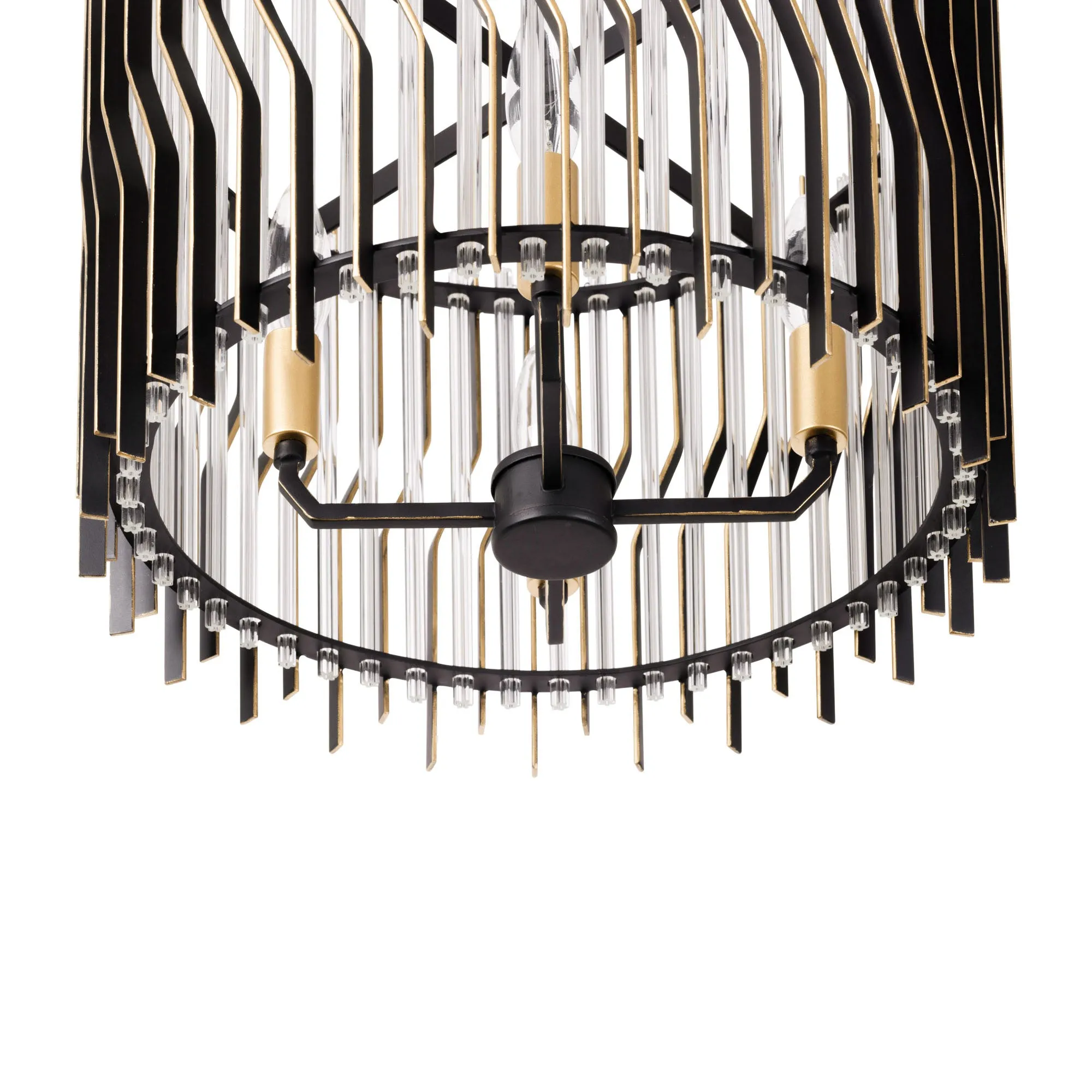 Park Row 393S04MBFG 4-Light Ceiling Light - Matte Black/French Gold