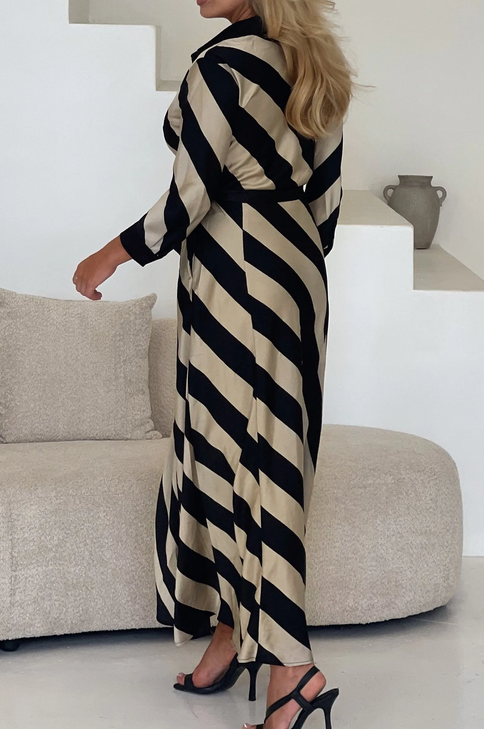 Perfect Stripe Dress - Black & Sand