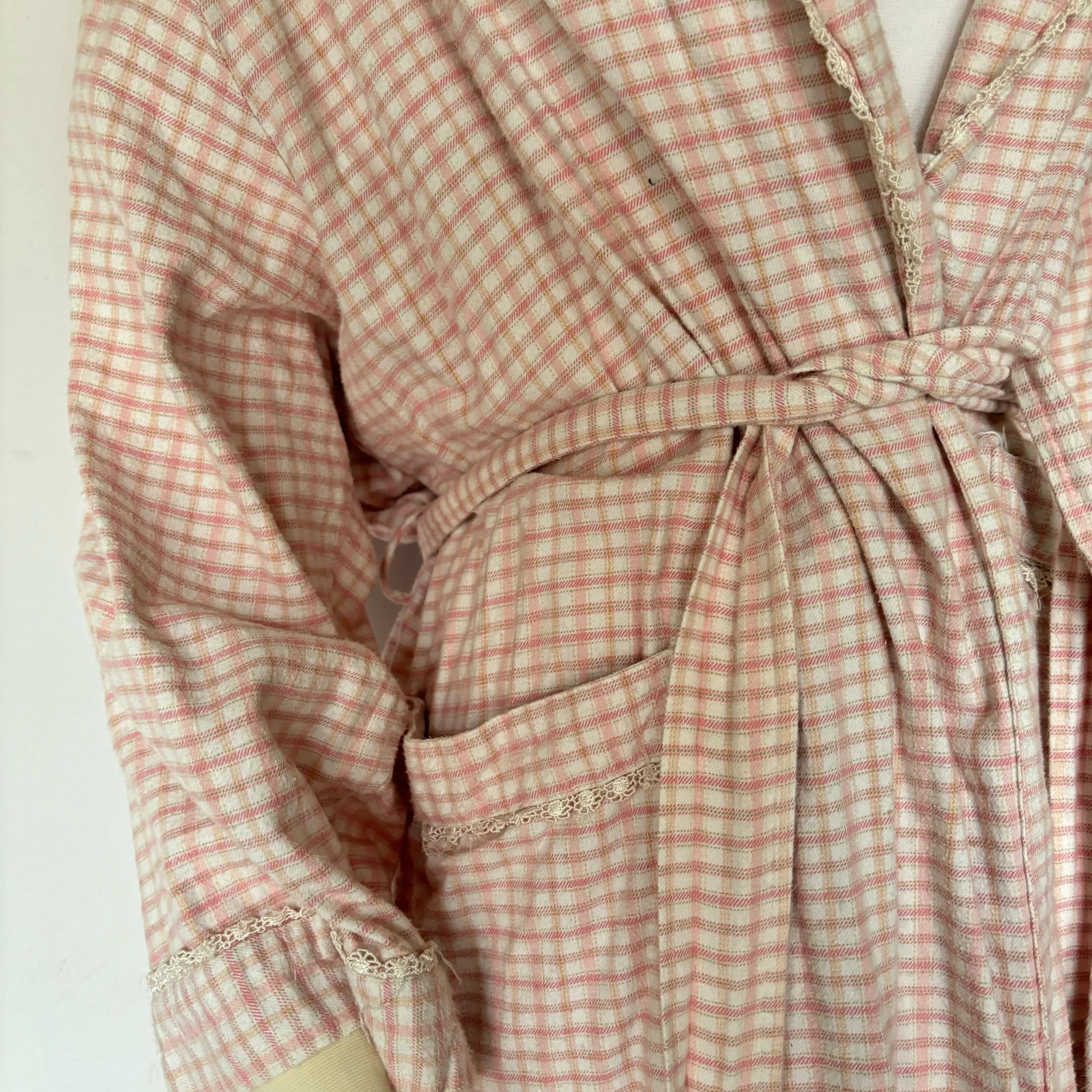 Pink & White Plaid House Coat