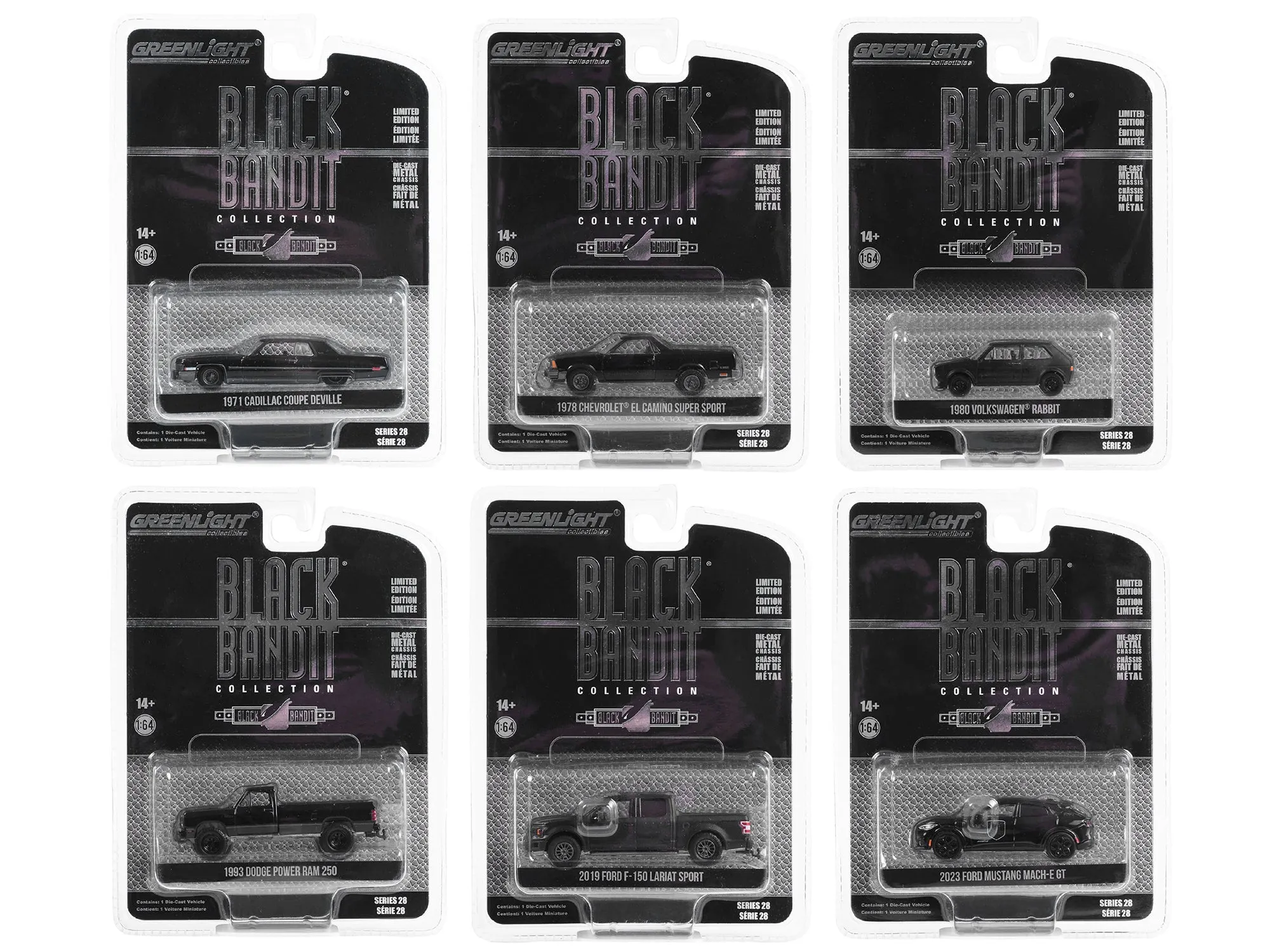 "Black Bandit" 6 piece Set Series 28 1/64 Diecast Model Cars by Greenlight