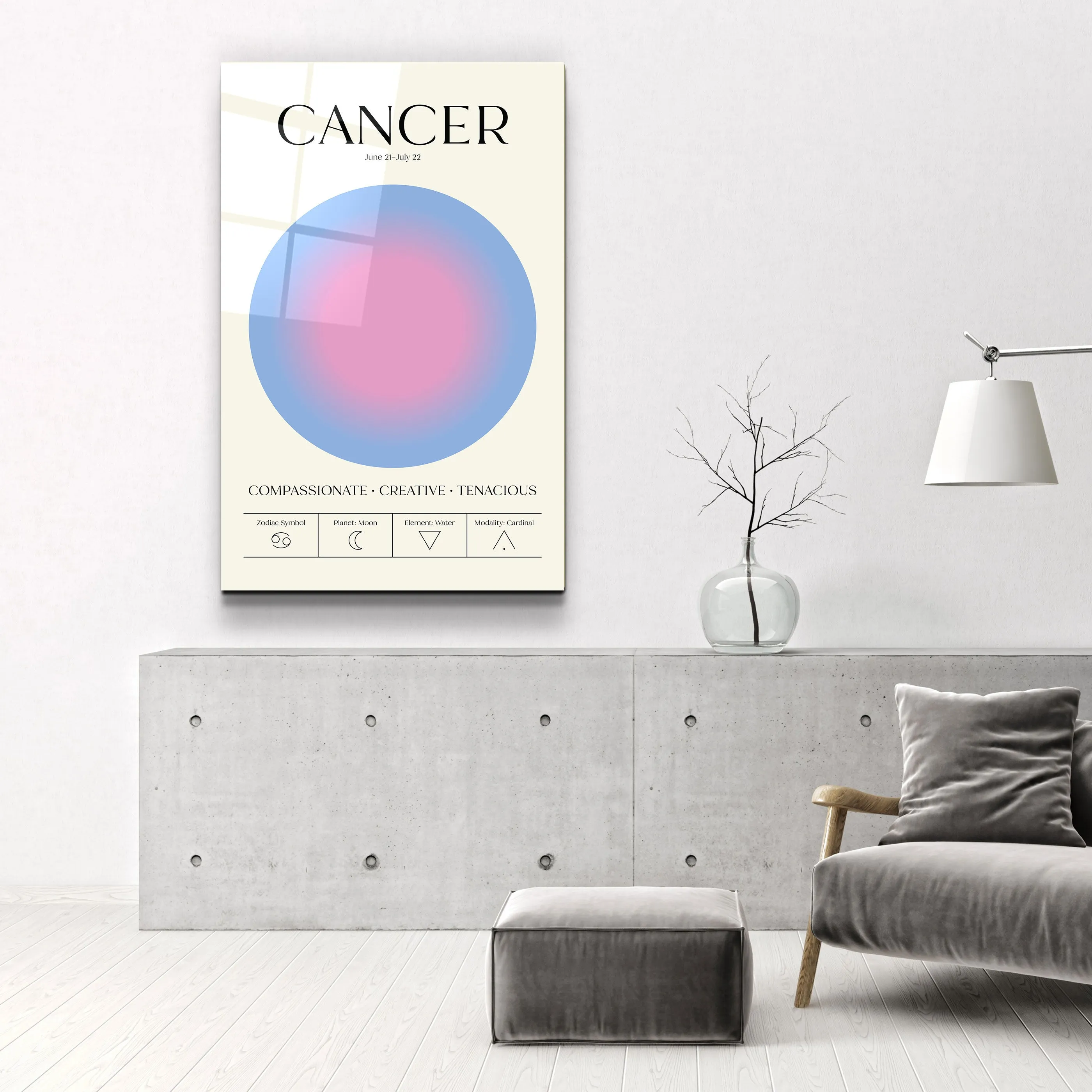 ."Cancer - Aura Collection". Zodiac Glass Wall Art