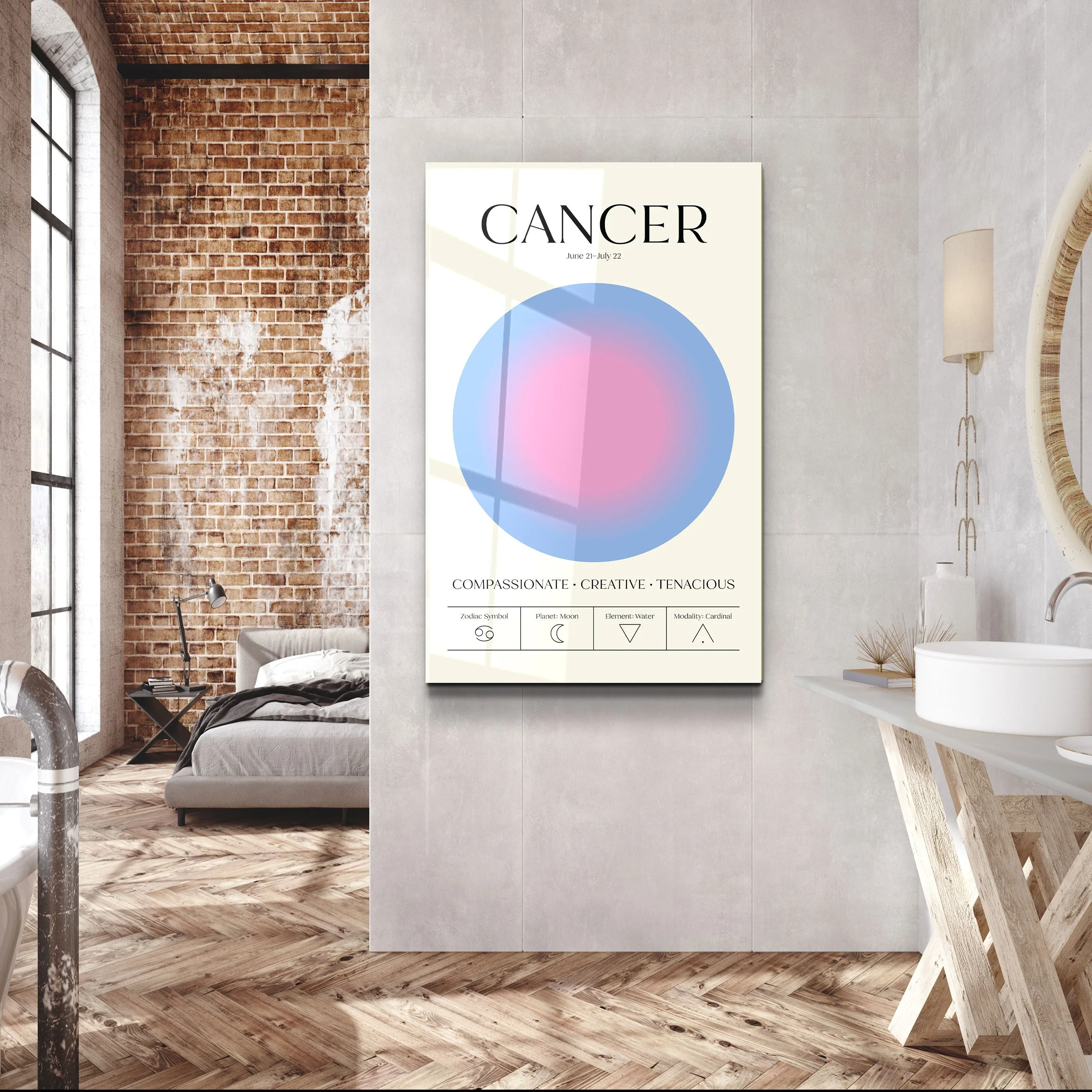 ."Cancer - Aura Collection". Zodiac Glass Wall Art