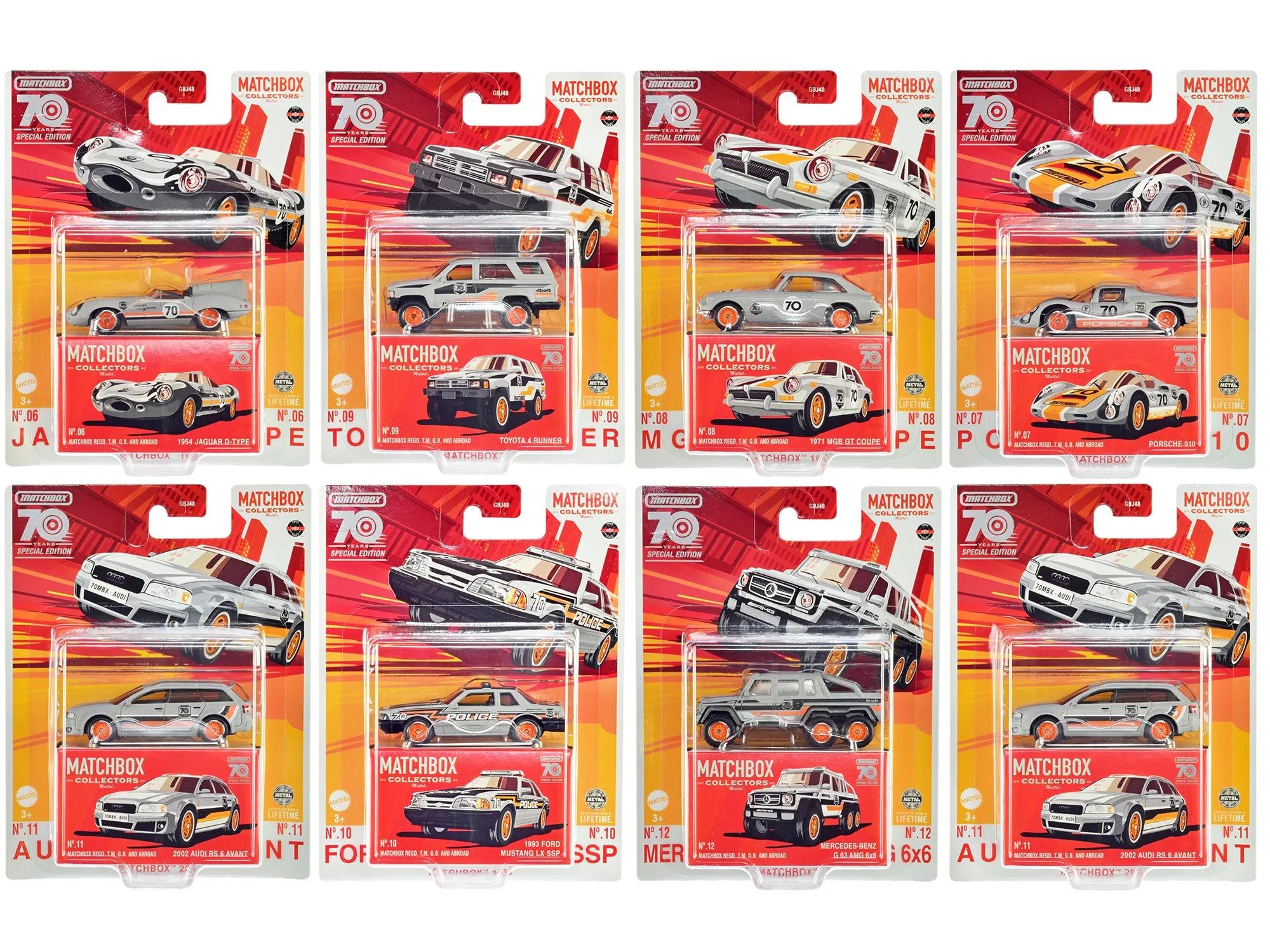 "Collectors" Superfast 2023 S "70 Years"  Set of 8 pieces Diecast Model Cars by Matchbox