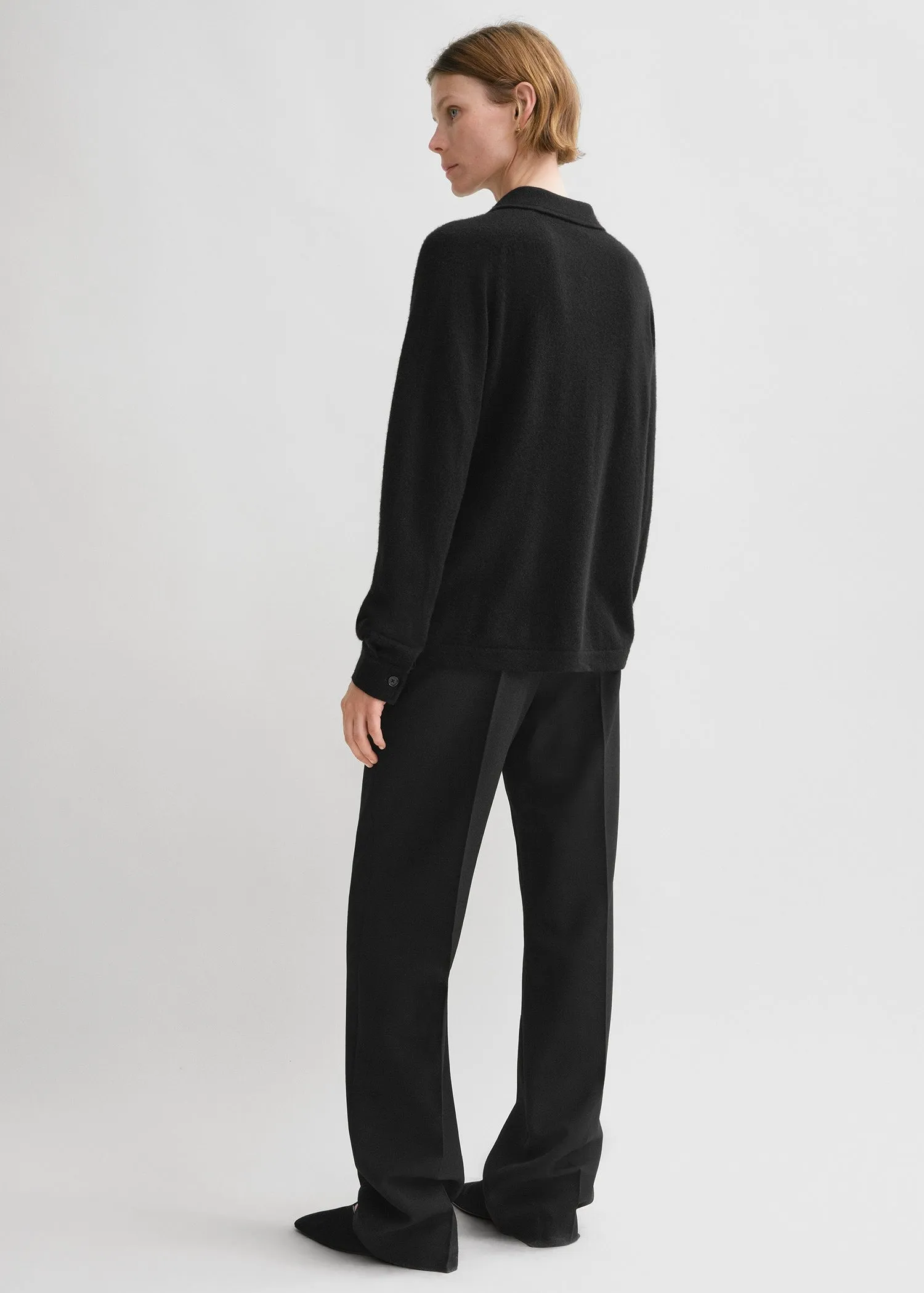 Raglan-sleeve cashmere cardigan black