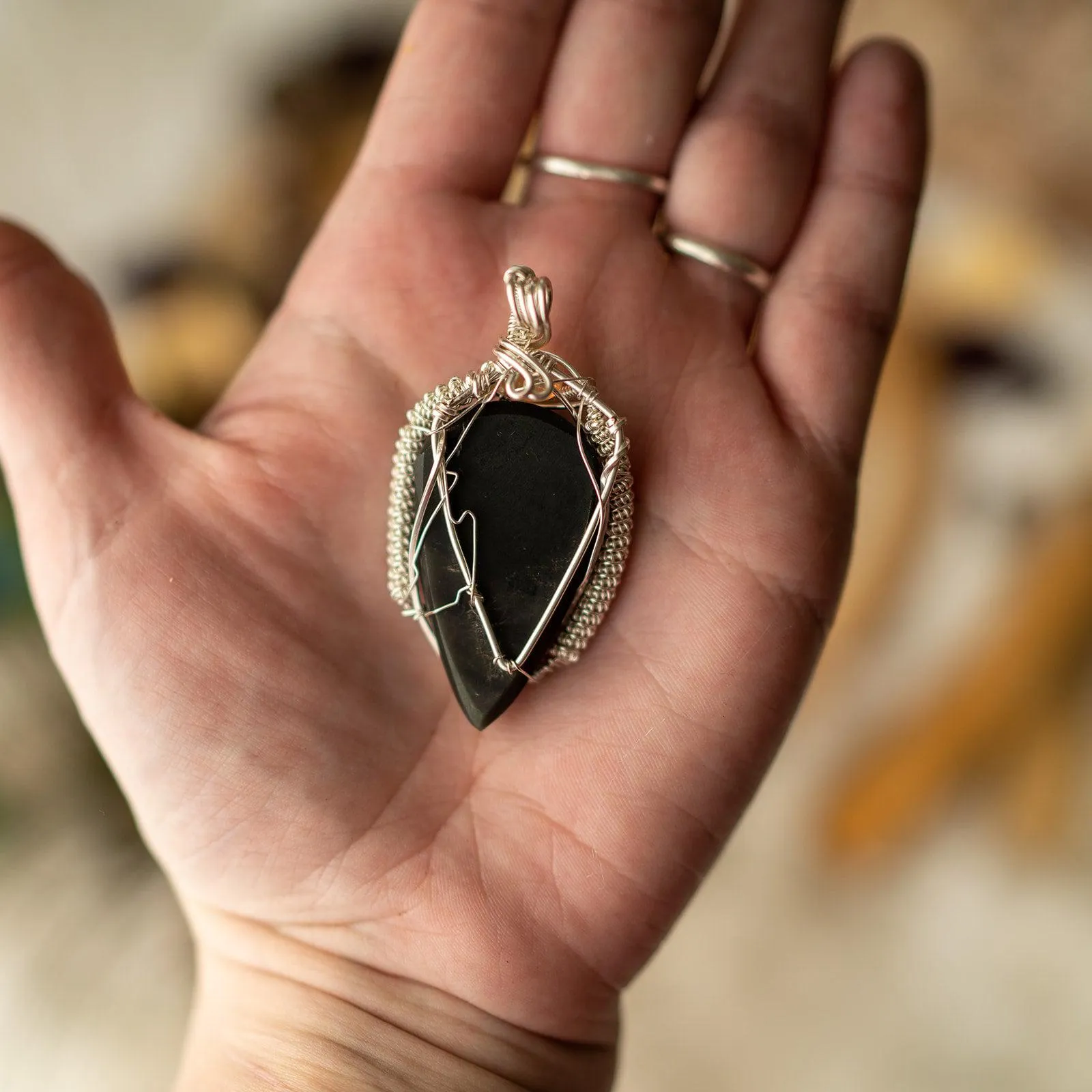 Rainbow Obsidian Pendant ~ Wire Wrapped with Opal~ Statement Piece ~ Beautiful Energy