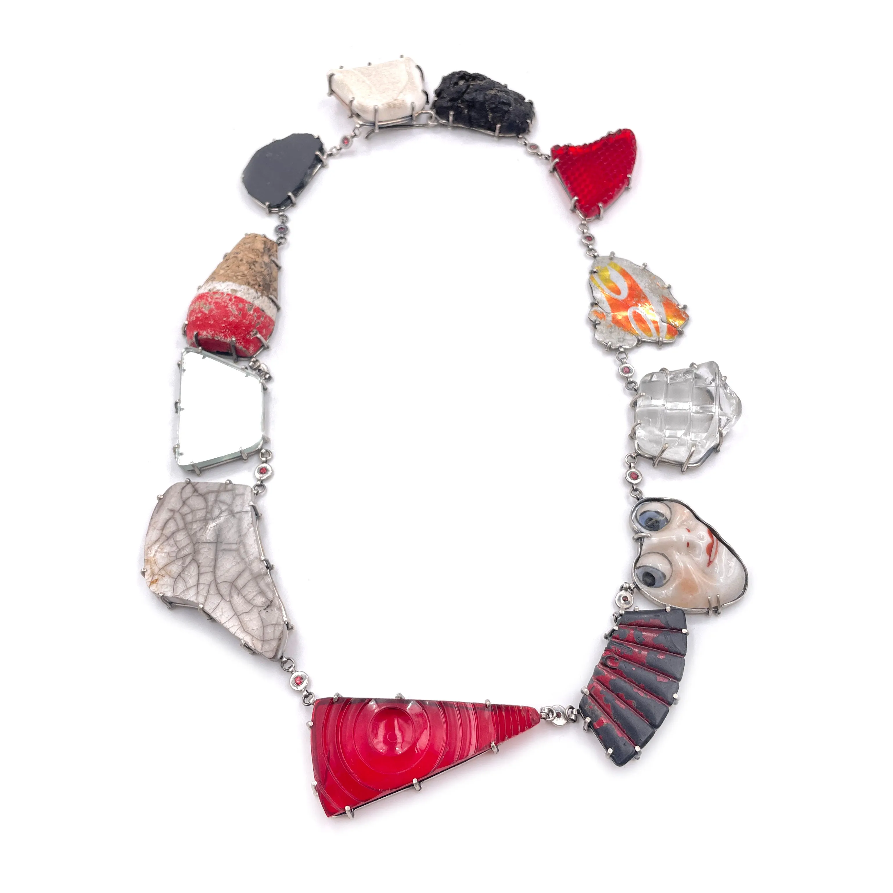 Red Collage Necklace