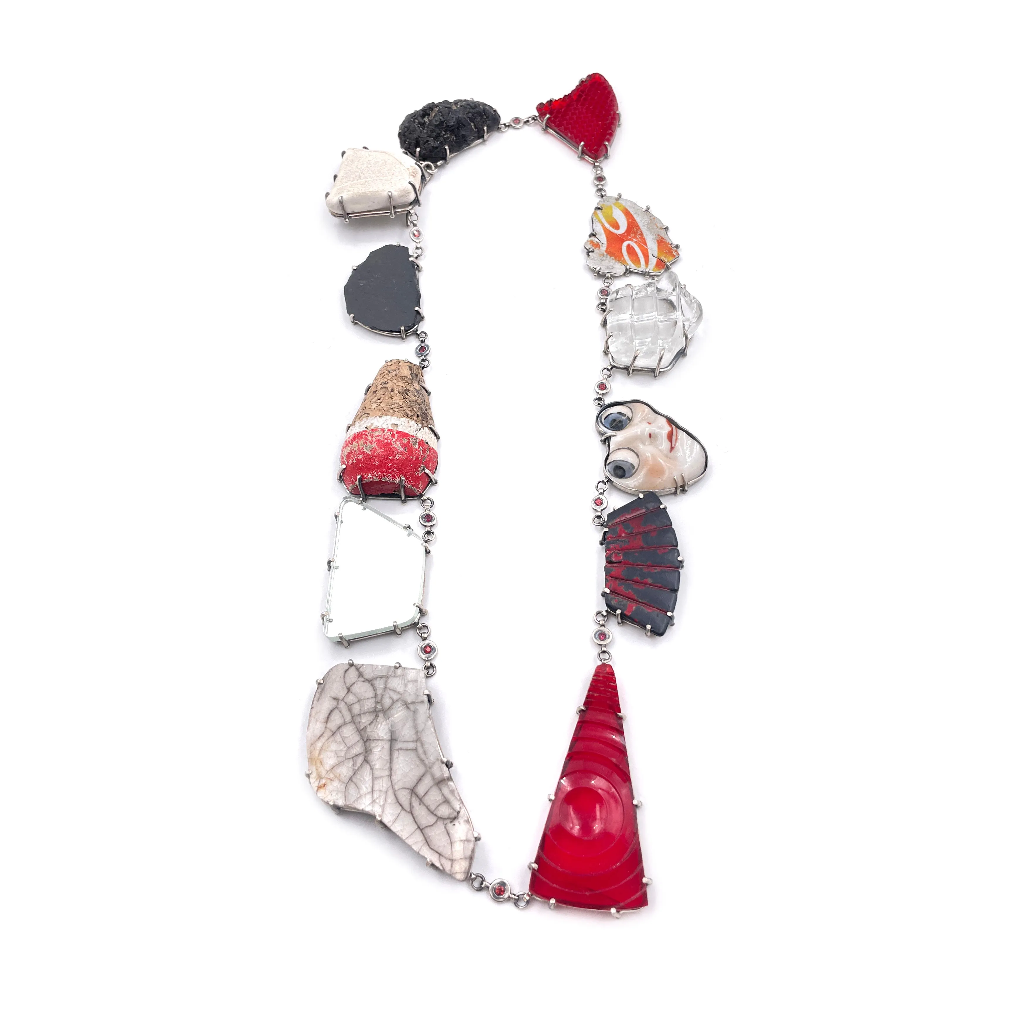 Red Collage Necklace