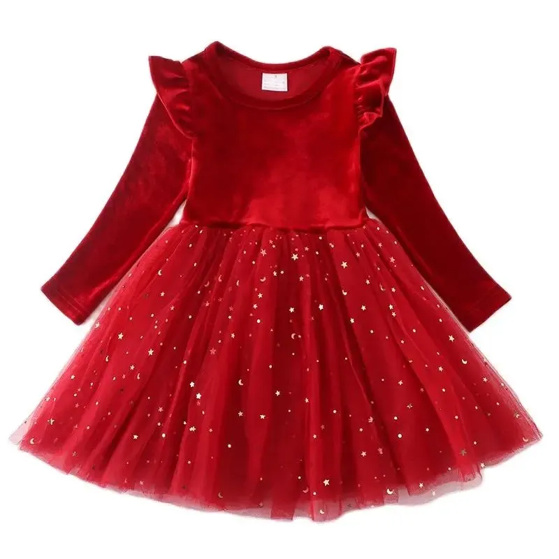 RED SPARKLE VELVET & TUTU DRESS