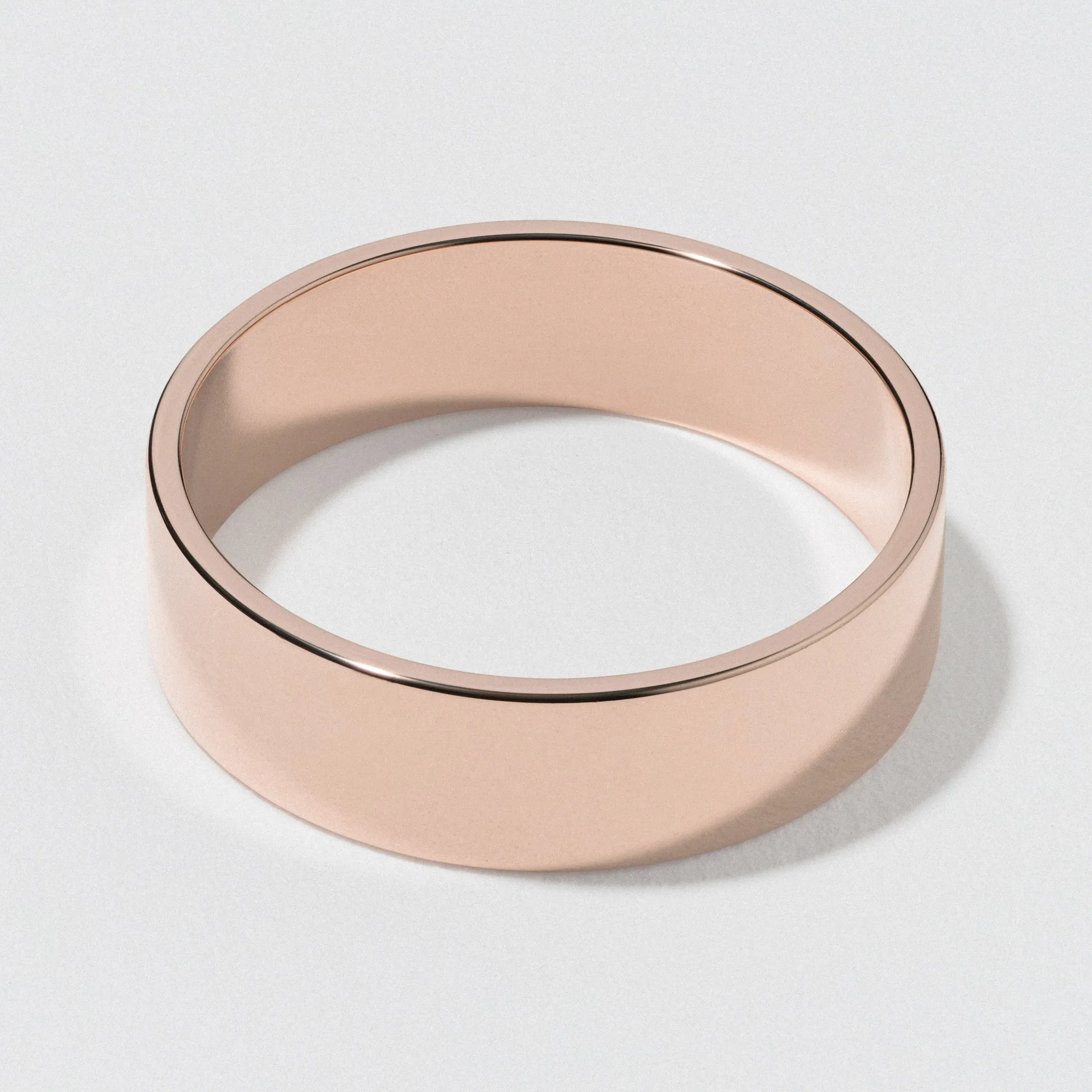 Rose Gold Flat Wedding Band - Polished 6mm