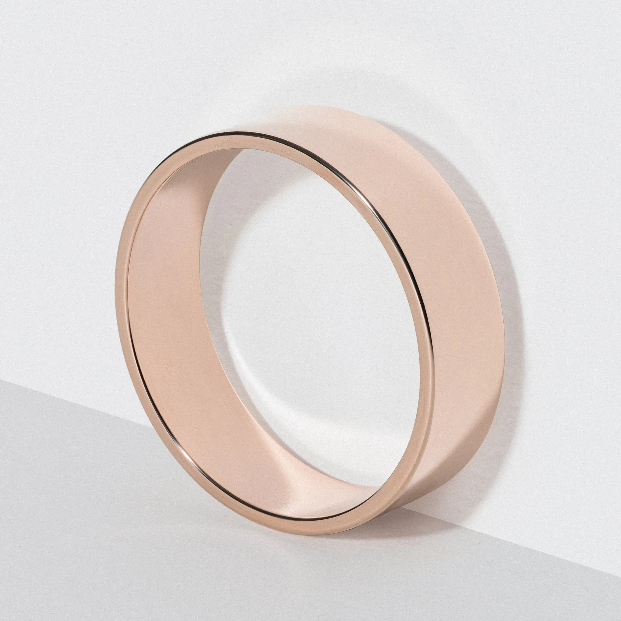 Rose Gold Flat Wedding Band - Polished 6mm