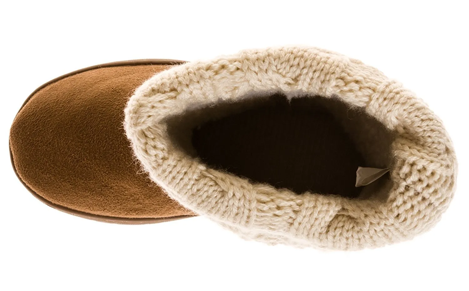 Sara Z Girl's Suede Lug Sole Winter Boot With Fold-Over Sweater Cuff (Cognac), Size 11-12