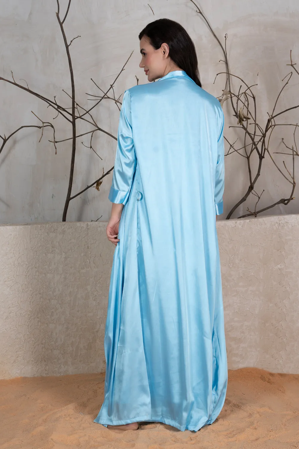 Satin Nightgown set in Aqua