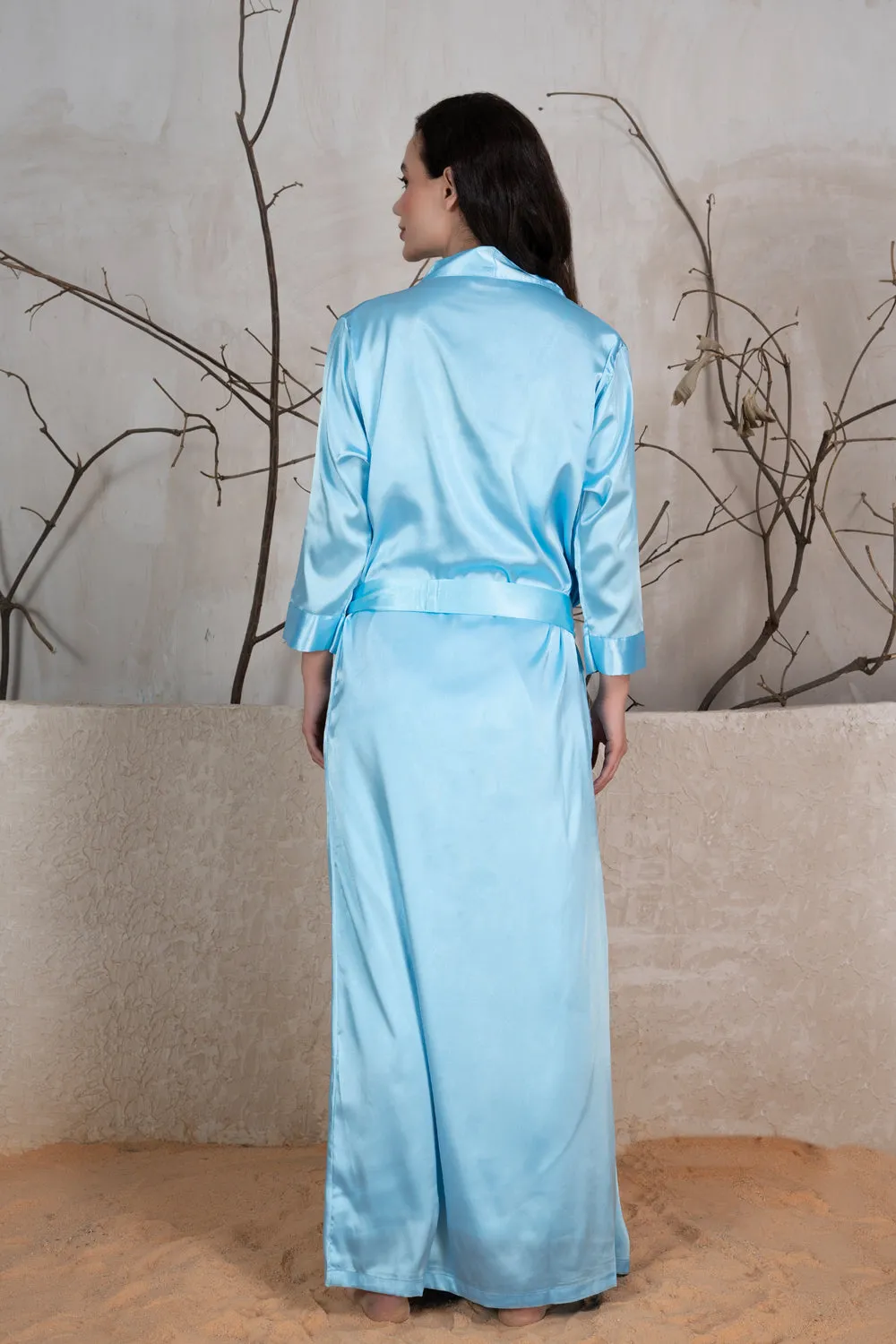 Satin Nightgown set in Aqua