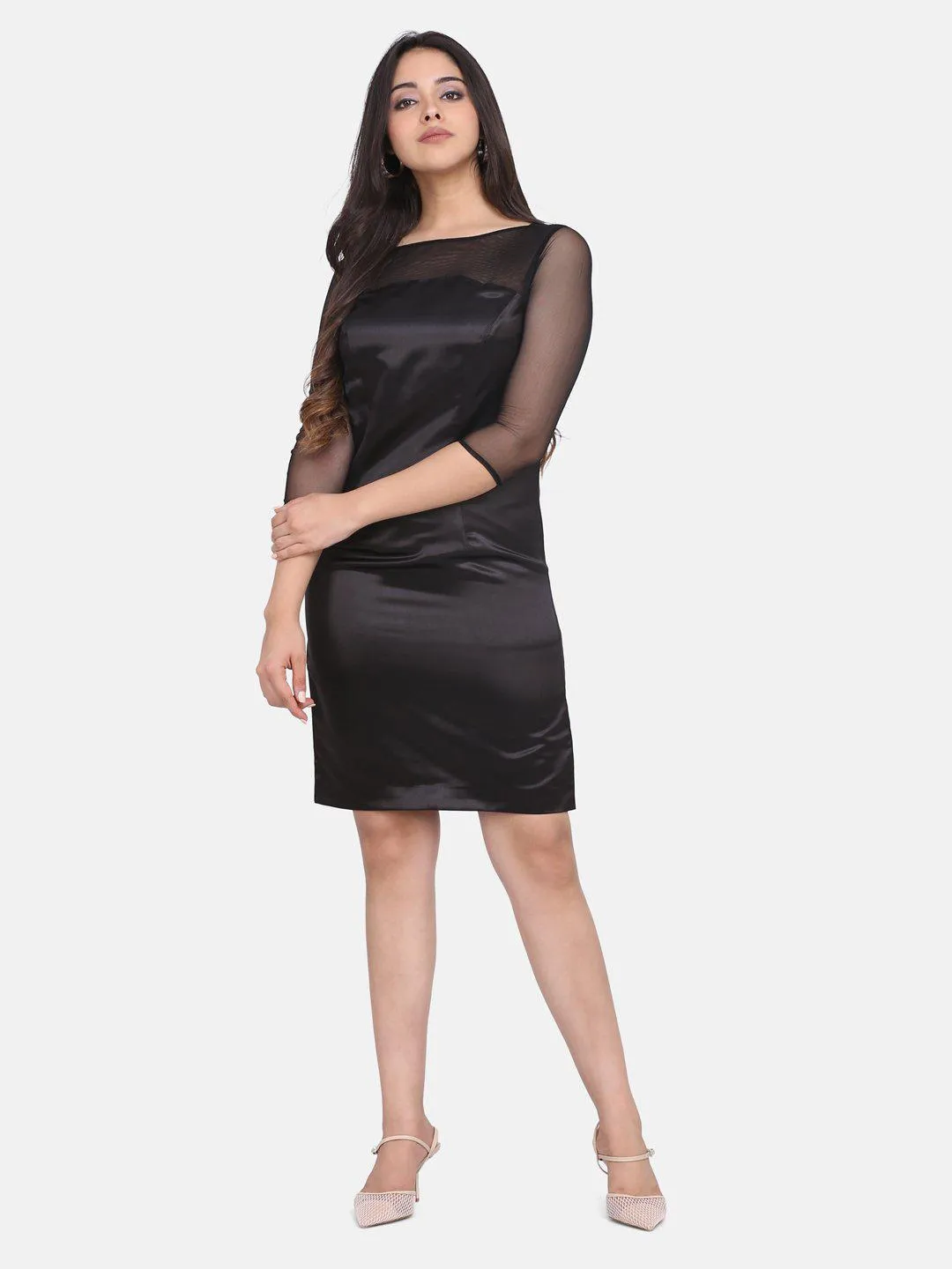 Satin Party Dress - Black