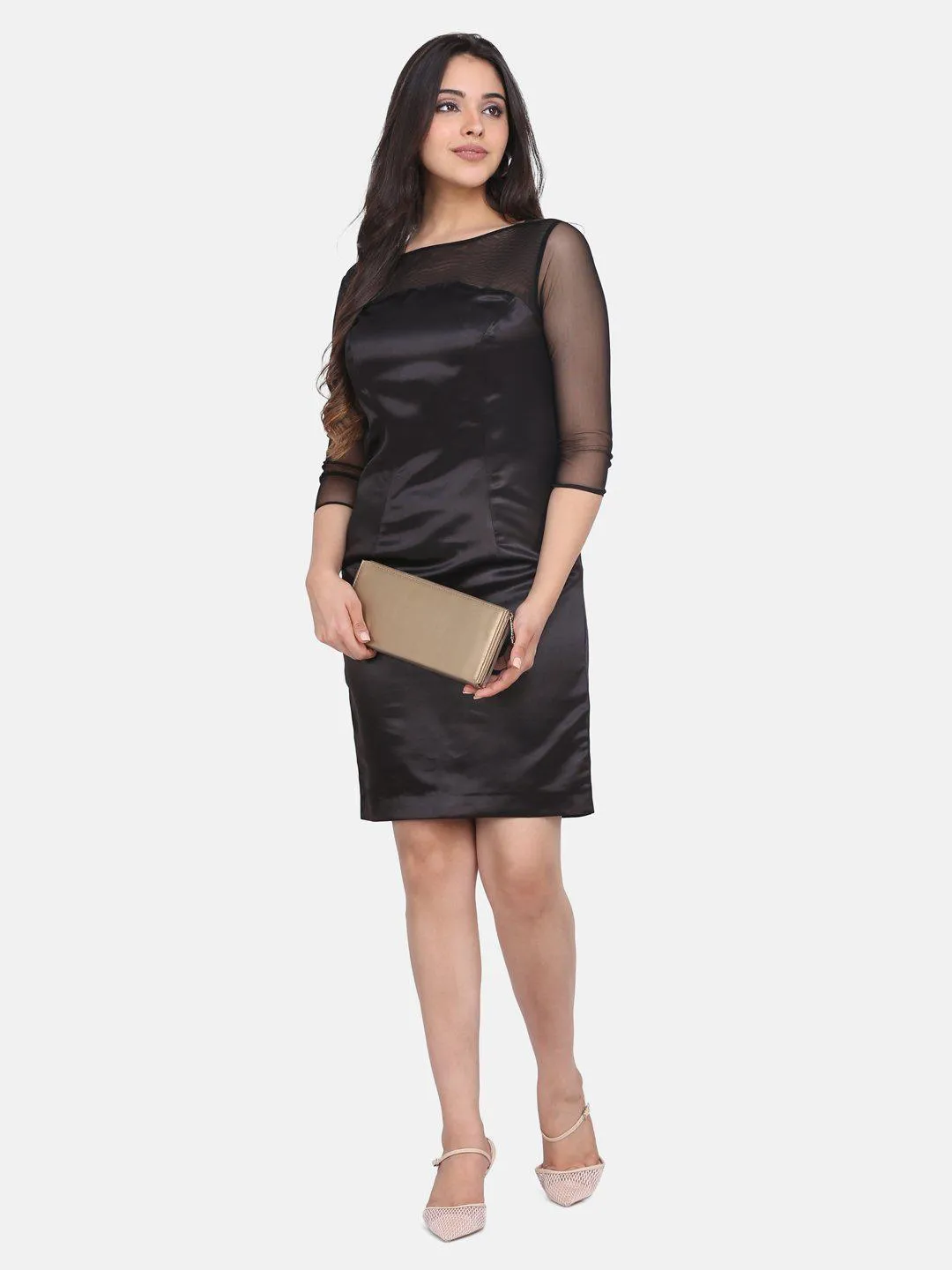 Satin Party Dress - Black