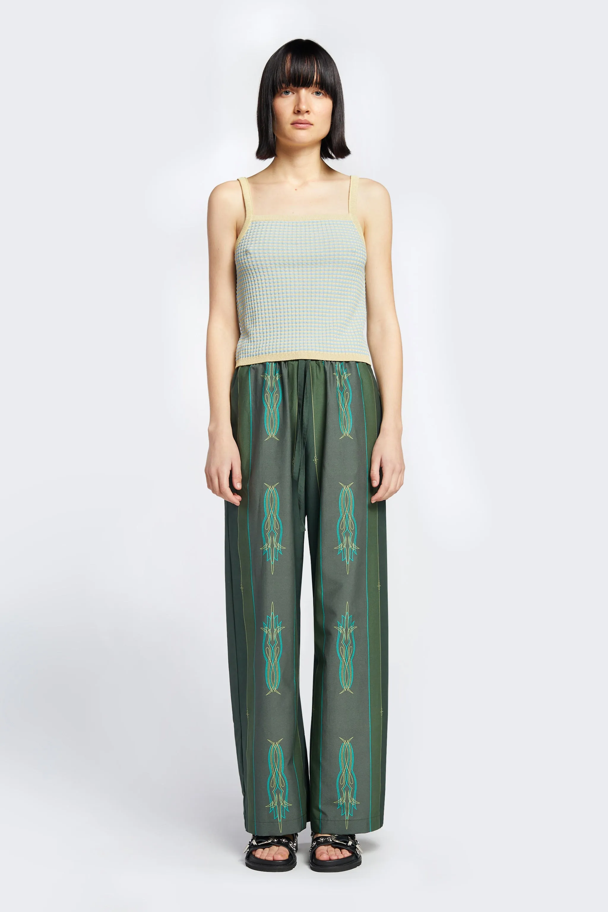 Selene Pant Green Print