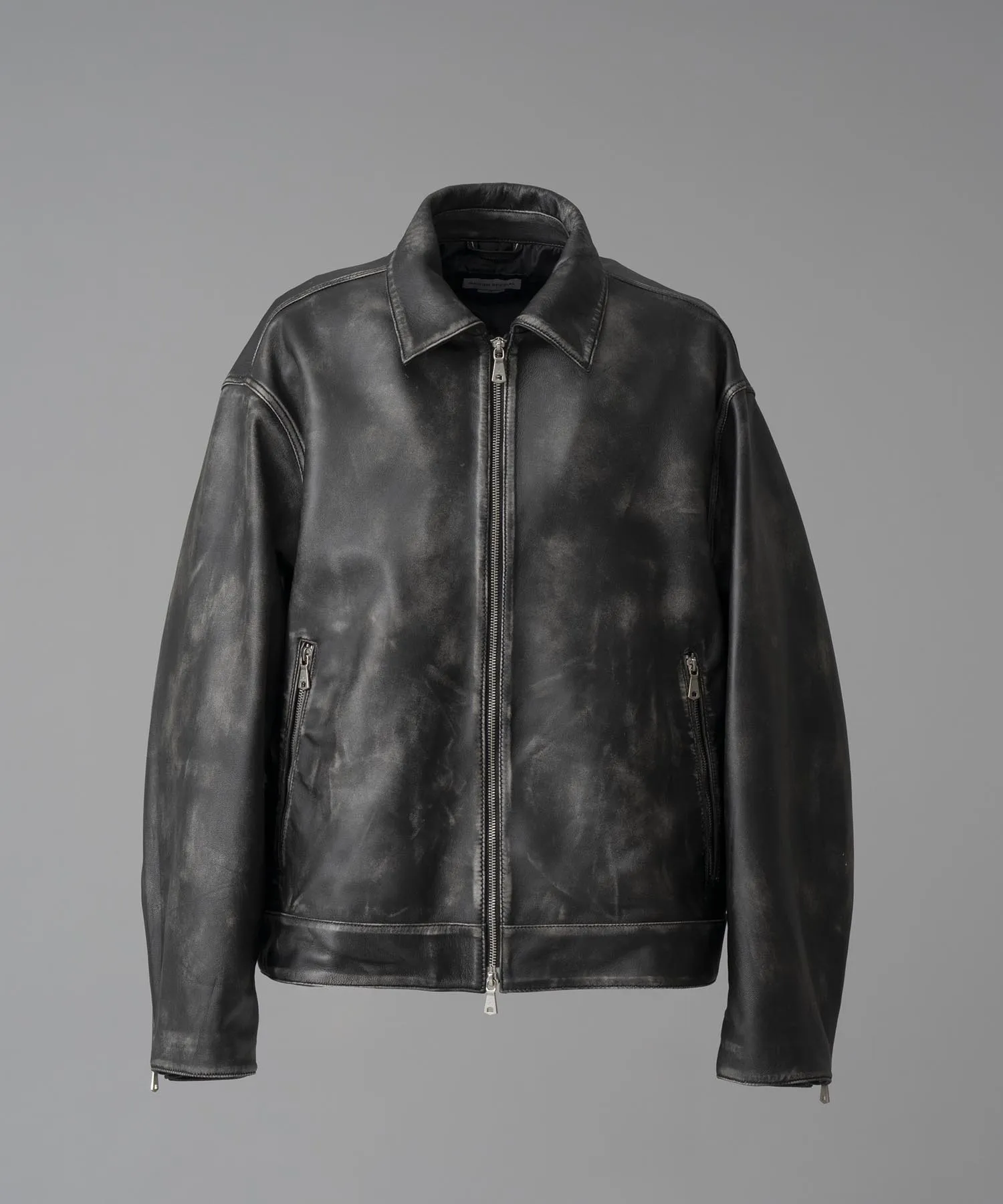 Sheep Leather Prime-Over Single Rider Collared Jacket