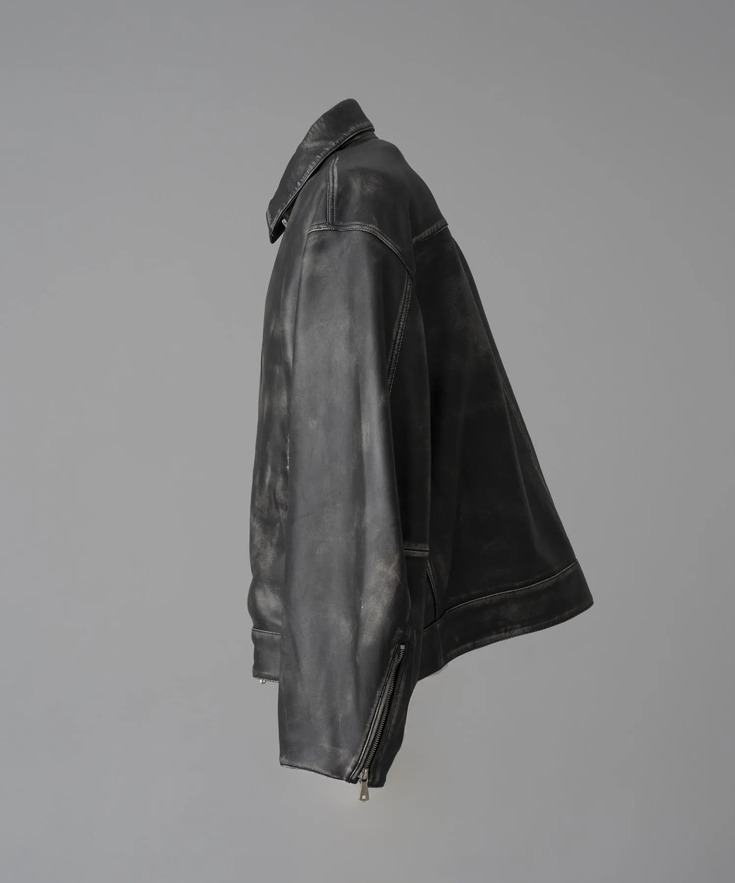 Sheep Leather Prime-Over Single Rider Collared Jacket