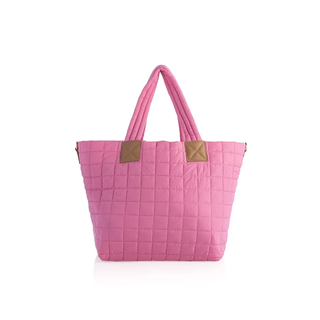 Shiraleah Ezra Quilted Nylon Tote, Pink