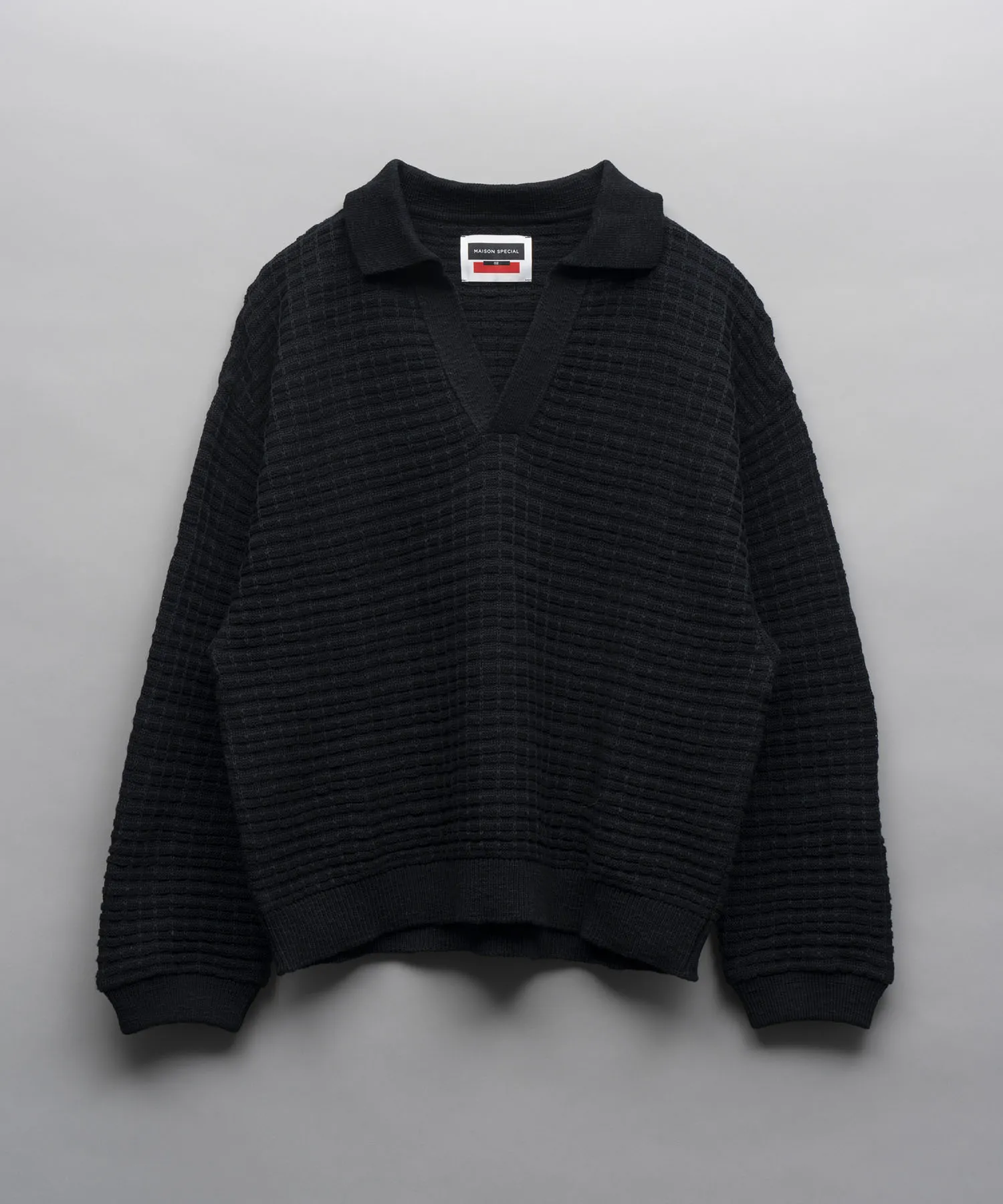 Slab Waffle Prime-Over Skipper Knit Pullover