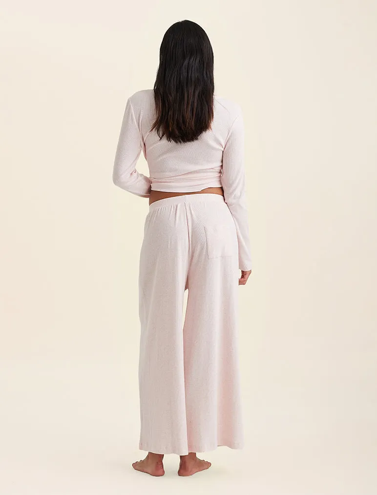 Soft Baby Rib Full Length Wide Leg Pant