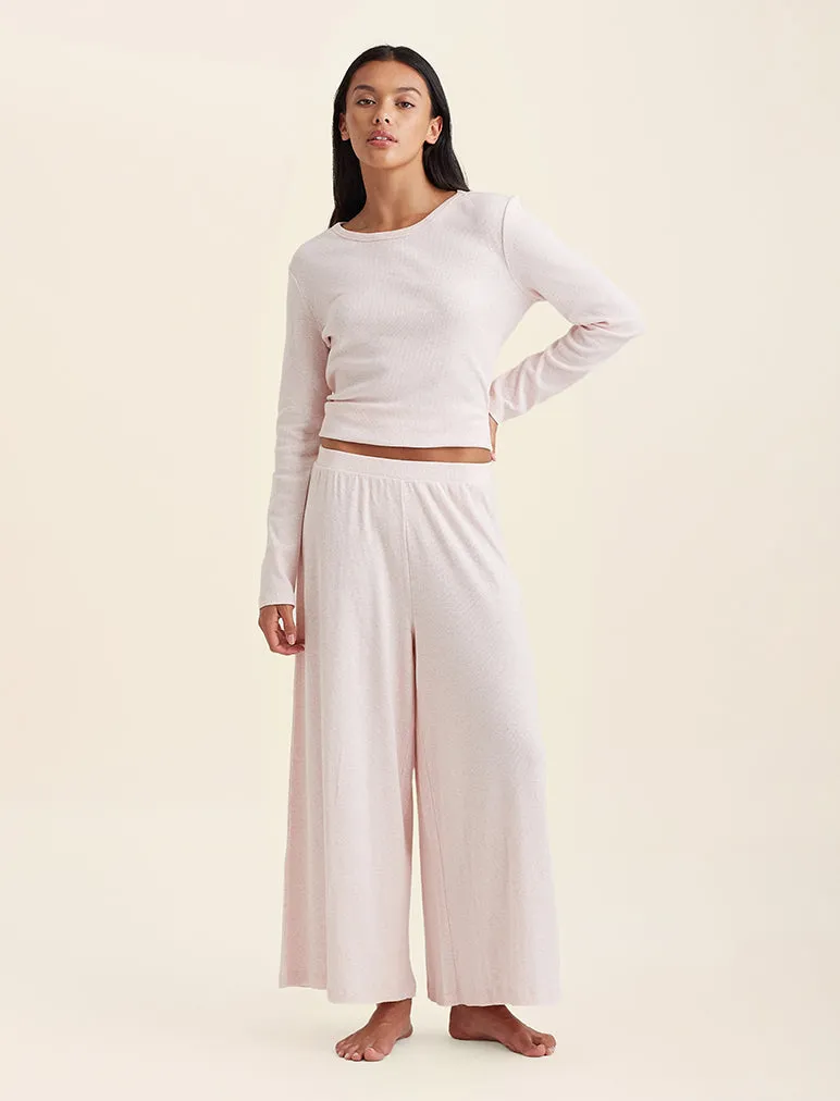 Soft Baby Rib Full Length Wide Leg Pant