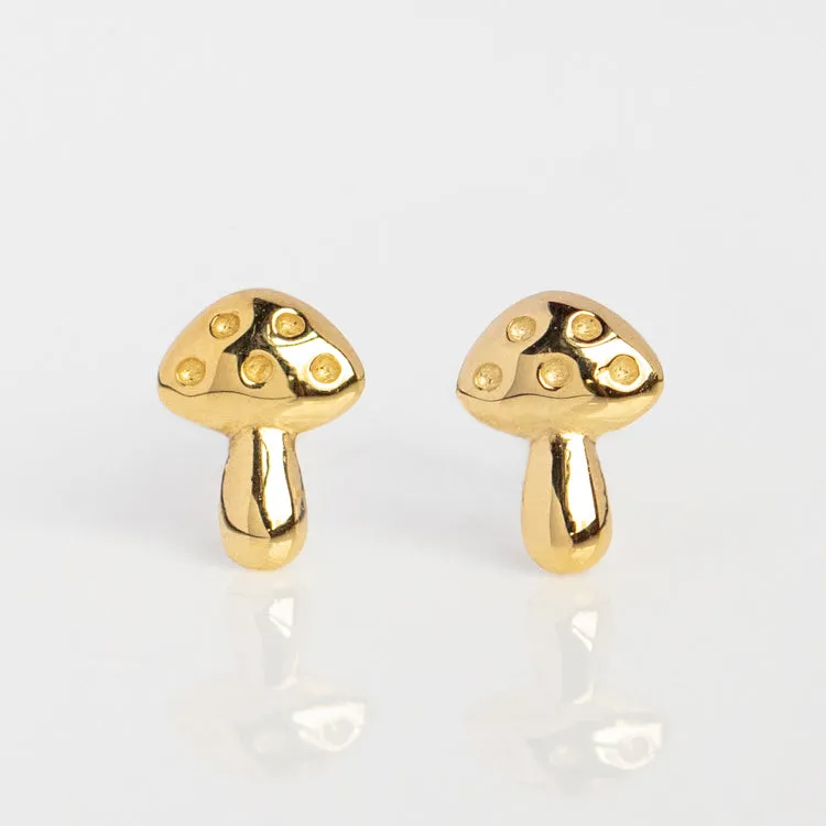 Solid Gold Mushroom Studs