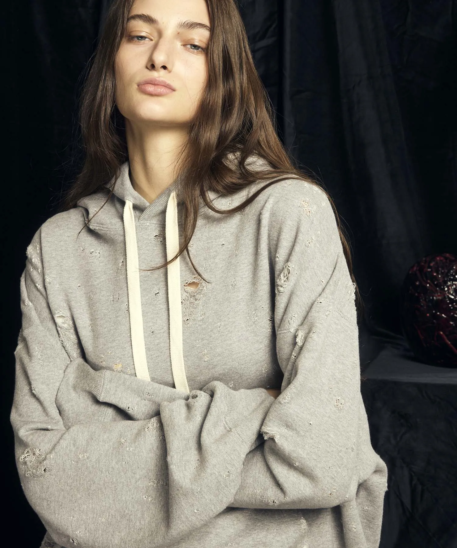 Sweat Jacquard Prime-Over Pullover Hoodie