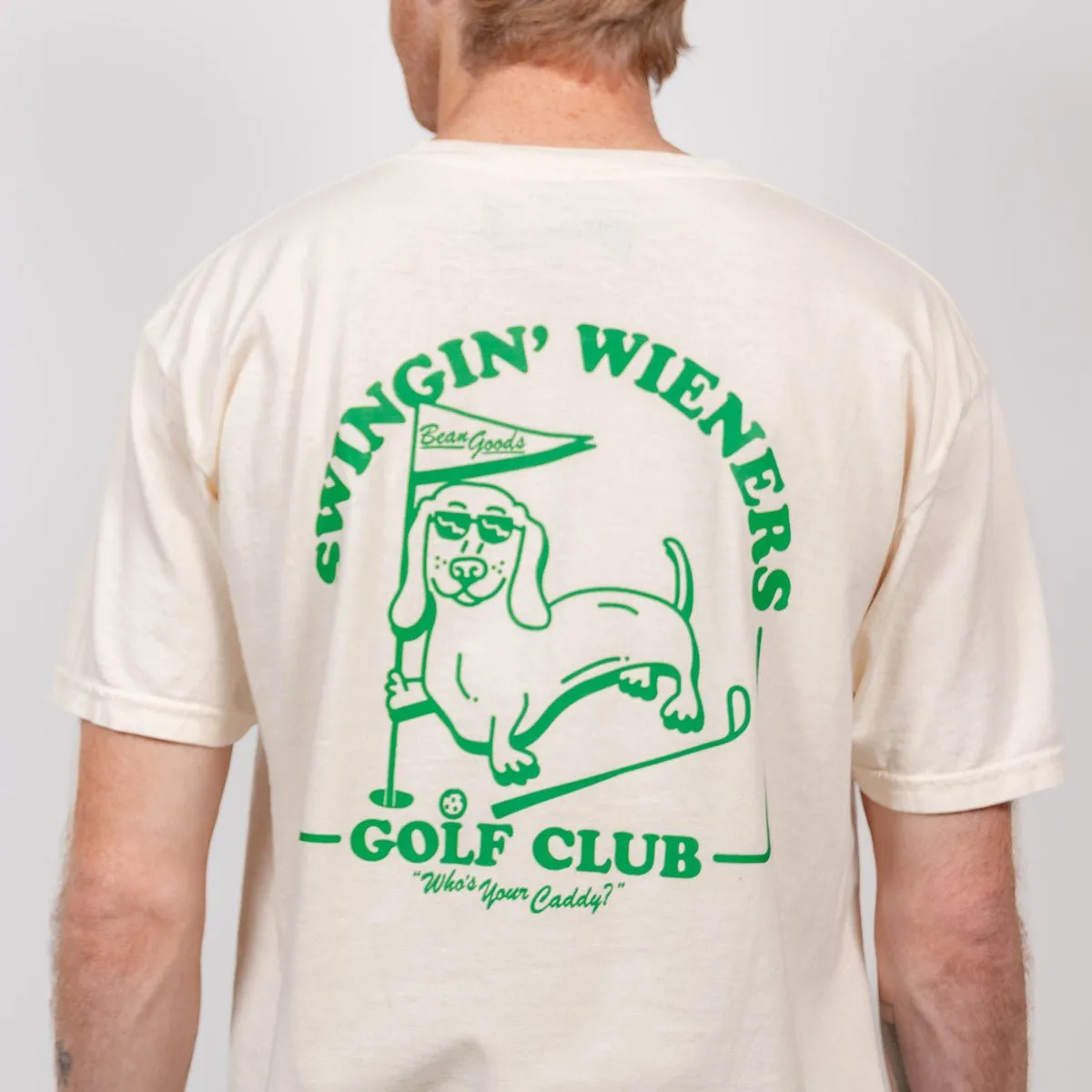 swingin' wieners golf club unisex pocket tee | cream