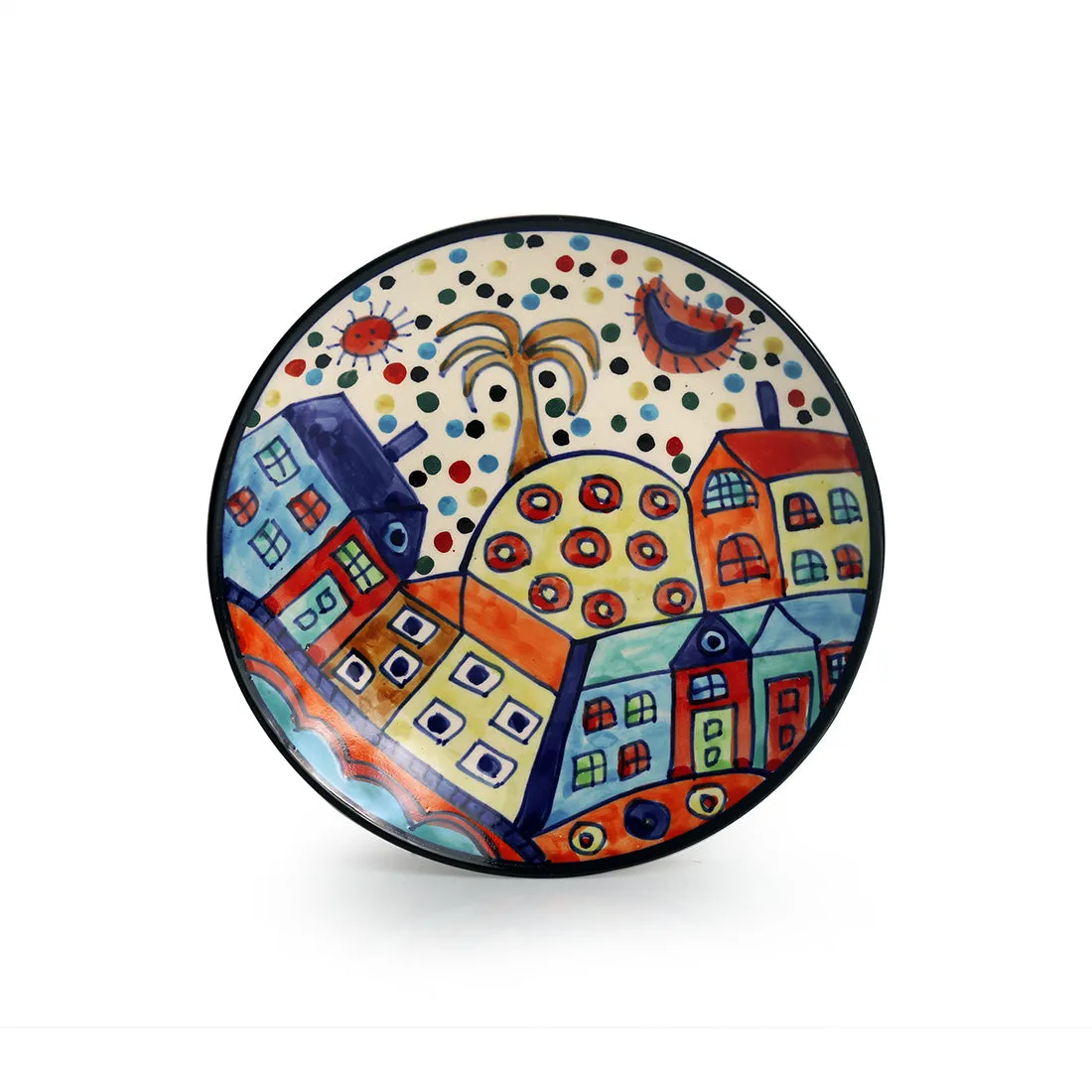 'The Hut Couple' Handpainted Ceramic Quarter Plates (7 Inch, Set Of 2)