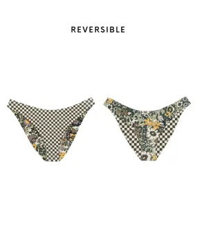 The Reversible Cheeky Brief. -- Seaglass Heirloom Floral and Light Army Check