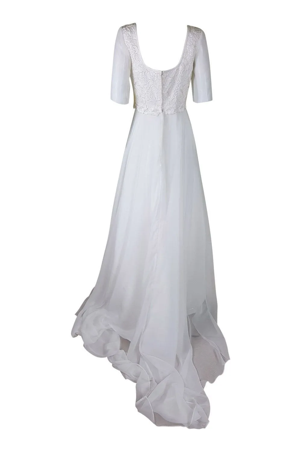 UNLABELLED Vintage Style 3/4 White Wedding Dress (S)