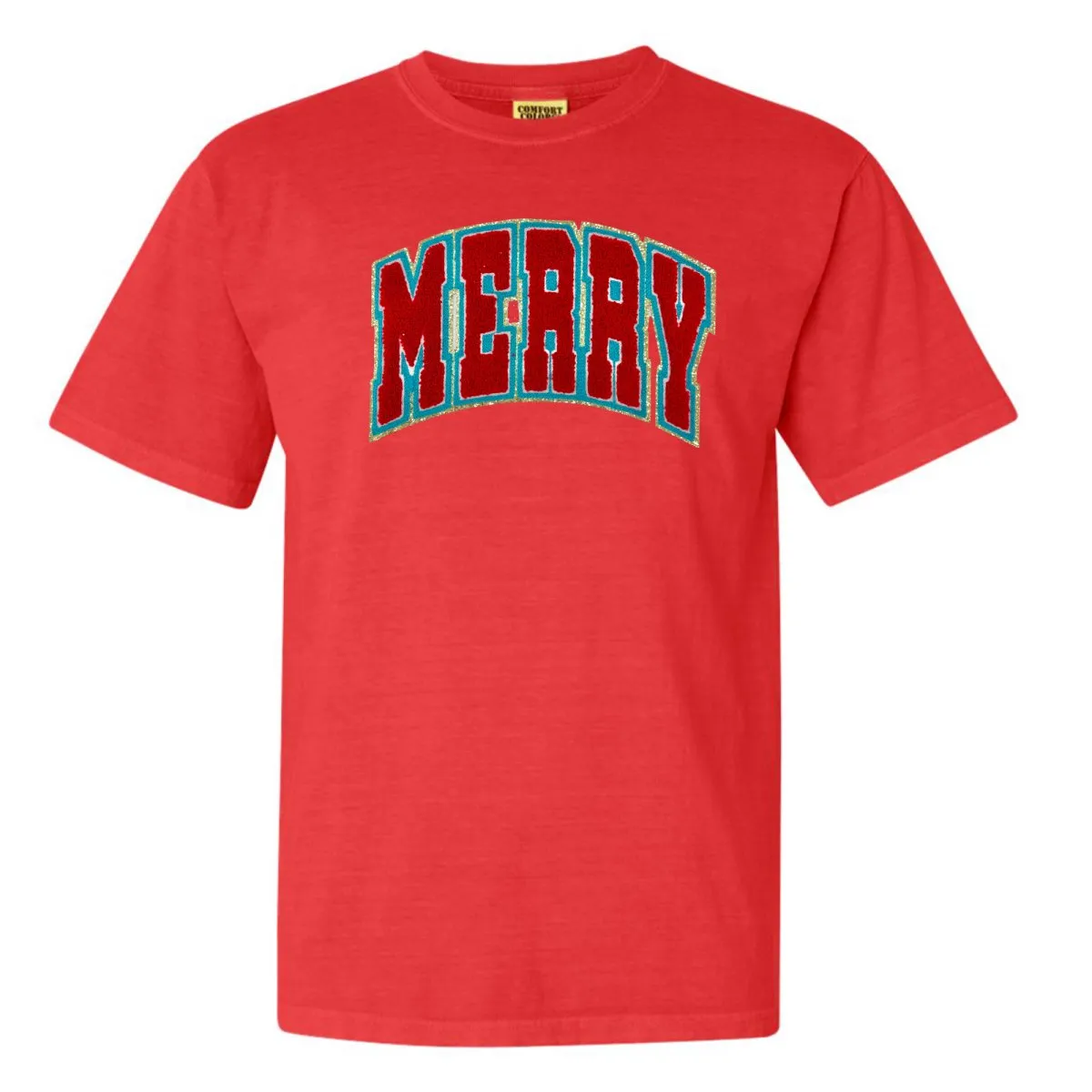 'Varsity Merry' Letter Patch Tee