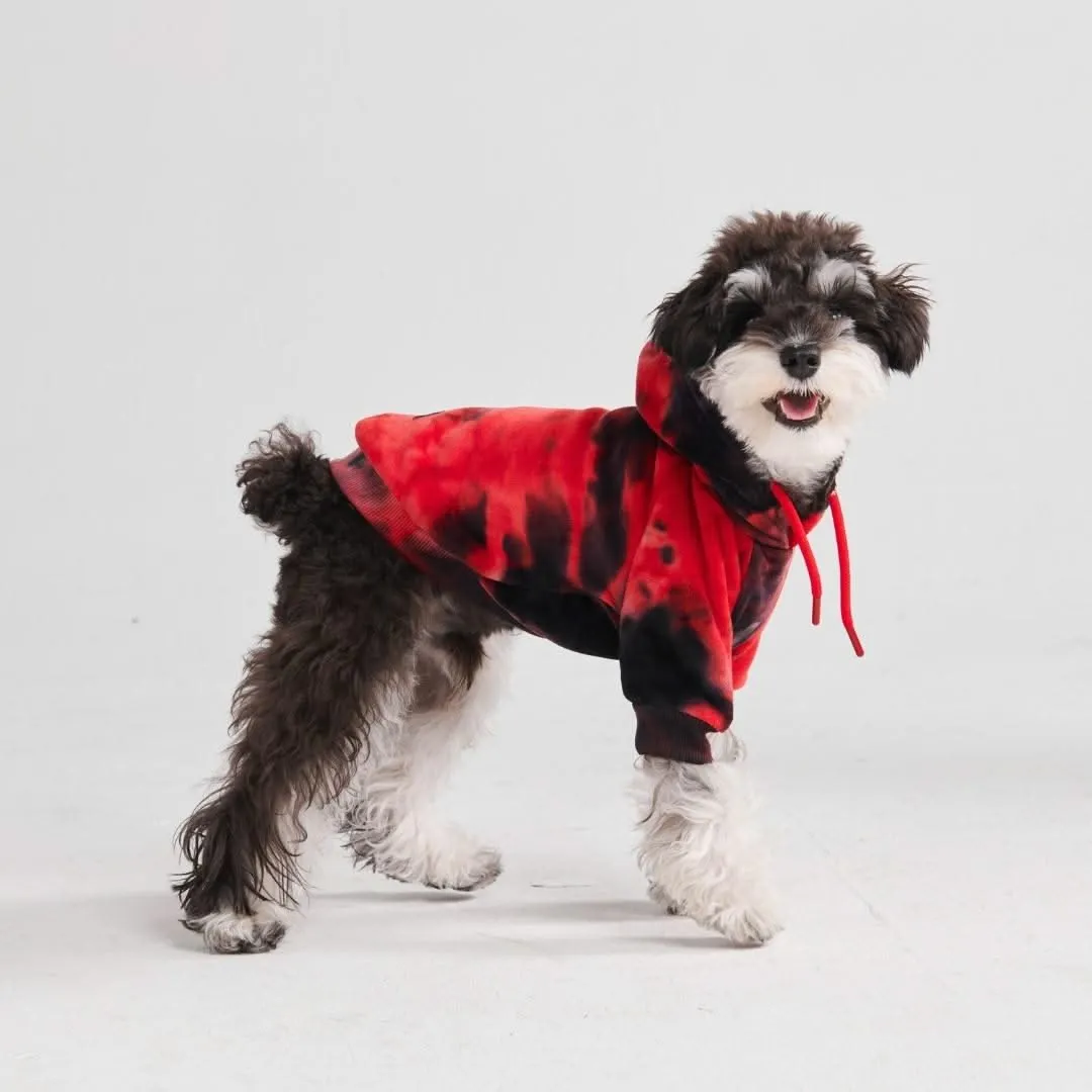 Velvet Dog Hoodie - Red & Black