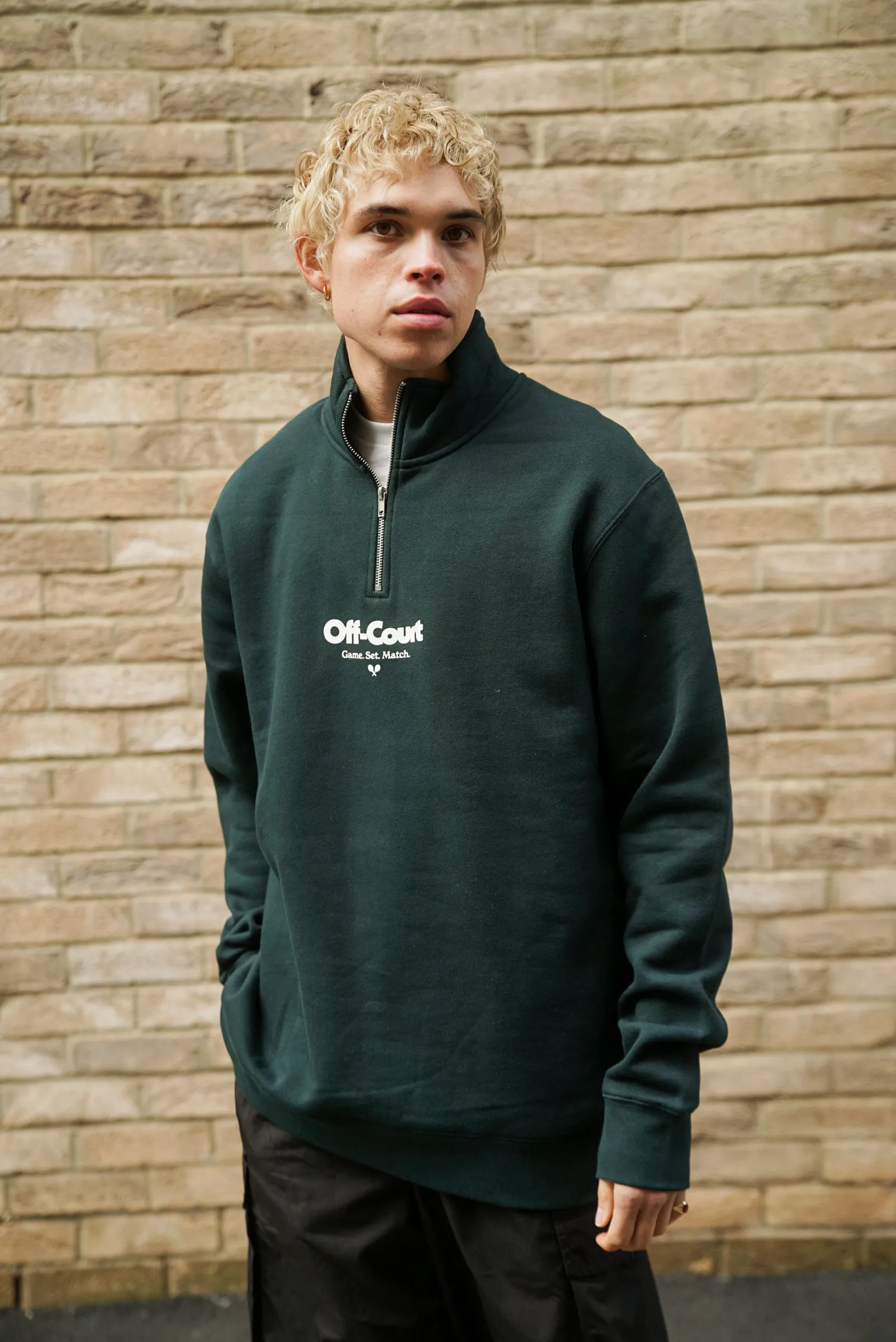 Vice 84 'Off Court GSM' Half Zip Sweater - Pine