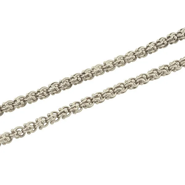 Victorian Style Long Sterling Beaded Link Chain 48"