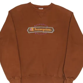 VINTAGE CHAMPION EMBROIDERED SPELLOUT BROWN SWEATSHIRT 1990S SIZE LARGE