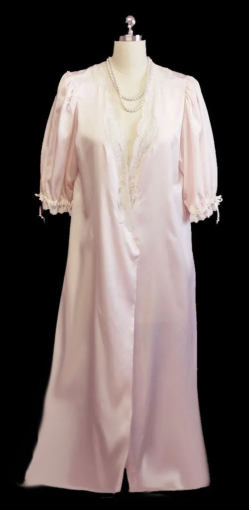 *VINTAGE CHRISTIAN DIOR FROM SAKS FIFTH AVENUE SATINY DRESSING GOWN PEIGNOIR IN PALE PINK