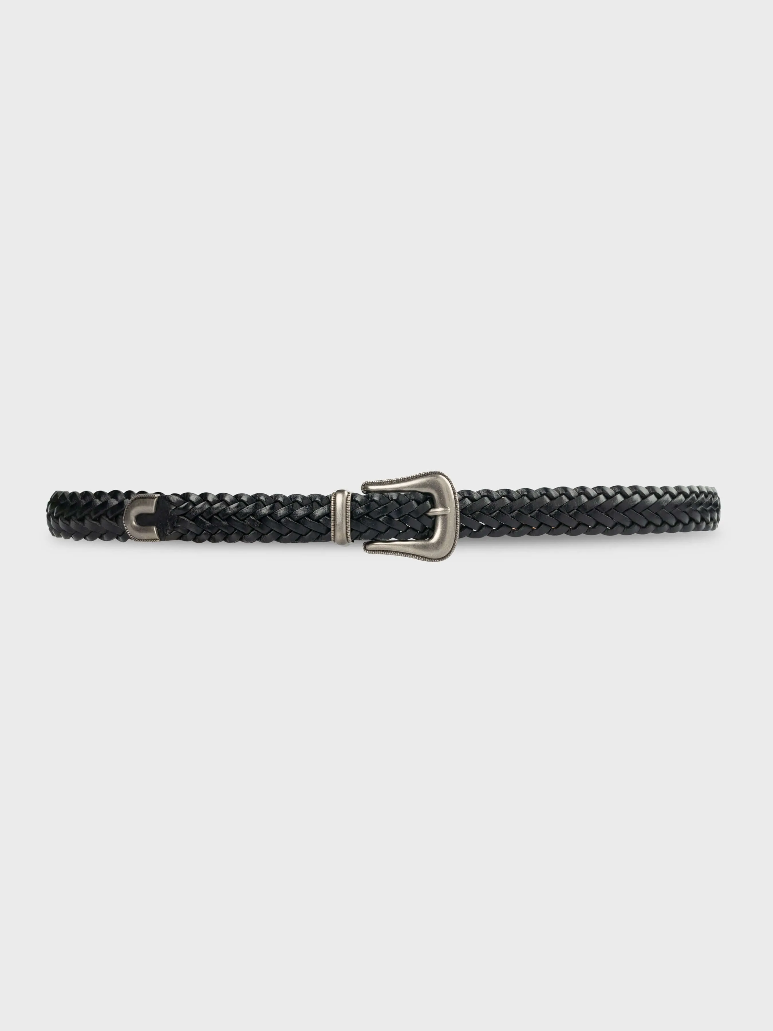 Weave Leather Belt - Plain Ranch Buckle