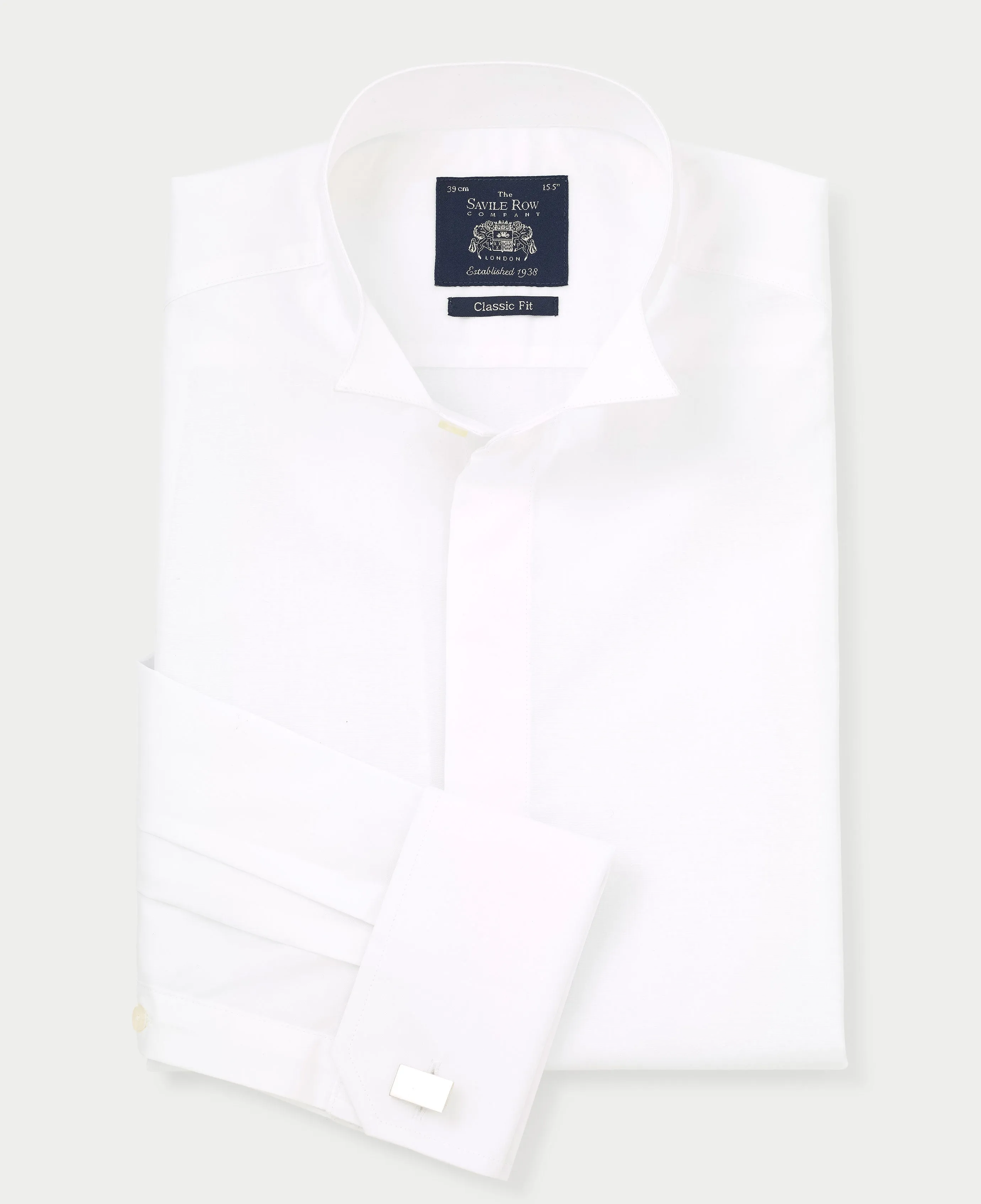 White Classic Fit Wing Collar Formal Shirt - Double Cuff