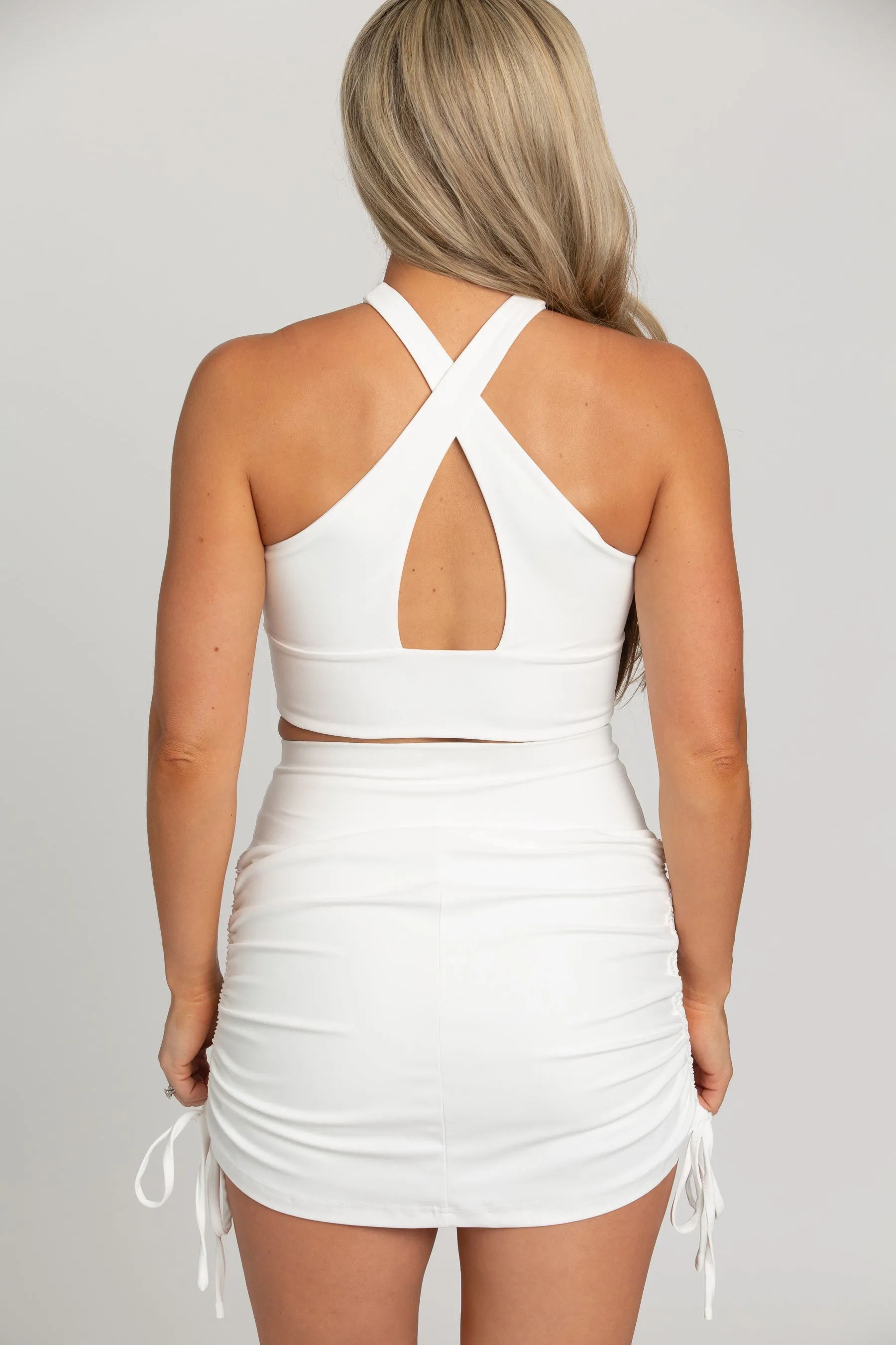 White Cross Over Yoga Top