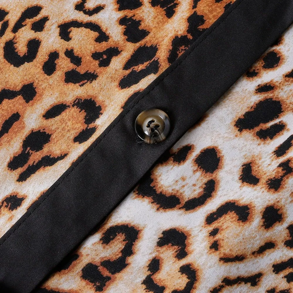 Wild Safari Chic: Plus Size African Print Leopard Maxi Dress with Fashion Abaya