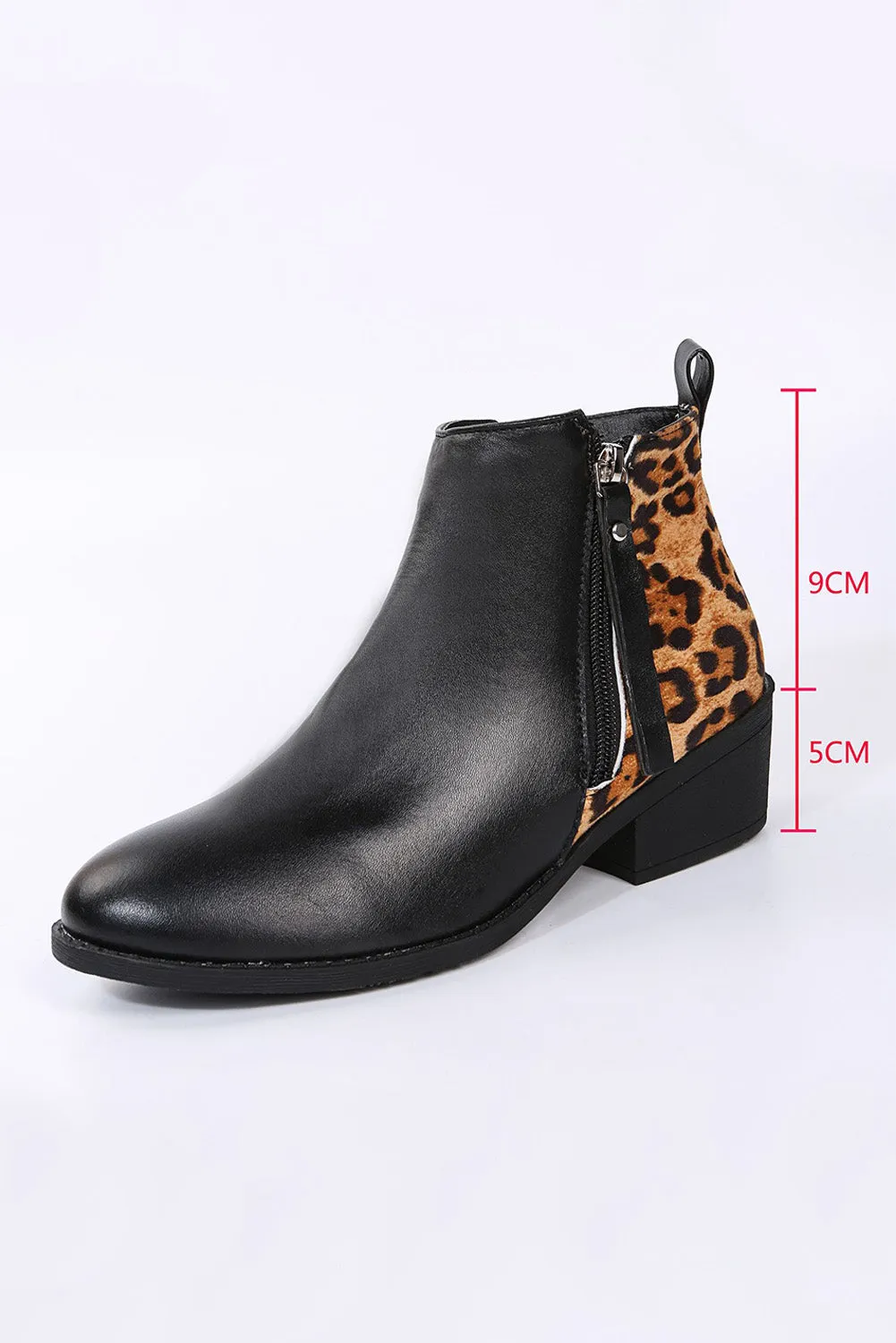 Women's Leopard-Print Stitching Side Zipper Boot