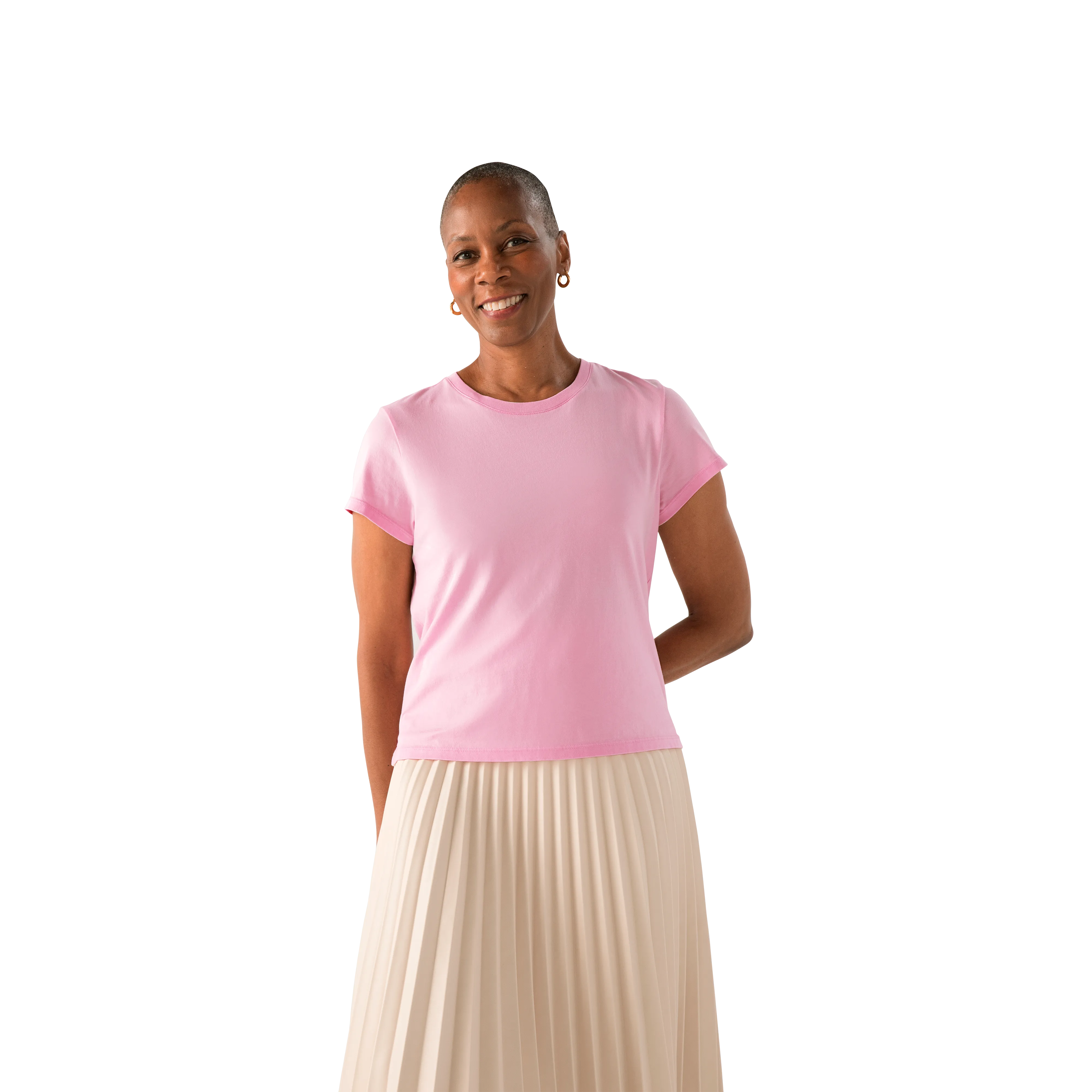 Women's Pima Cotton Slight Crop Crew Neck T-Shirt 3-Pack