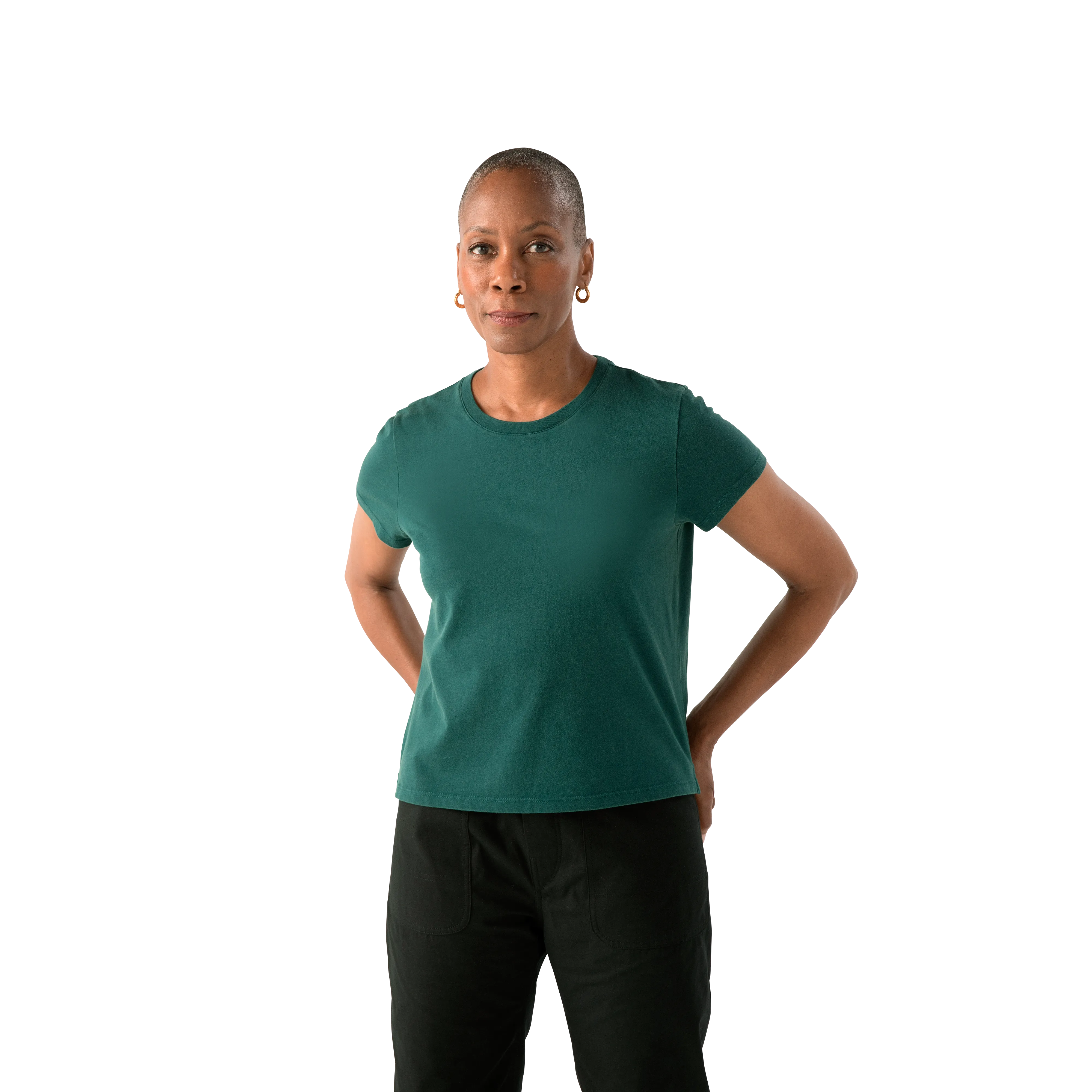 Women's Pima Cotton Slight Crop Crew Neck T-Shirt 3-Pack