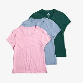 Women's Pima Cotton Slight Crop Crew Neck T-Shirt 3-Pack